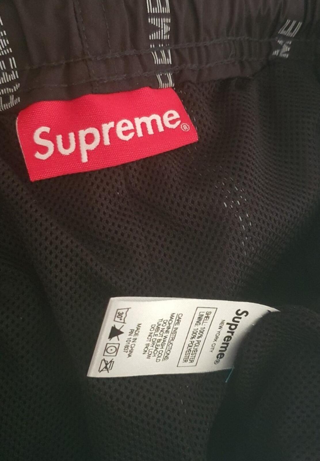 FW18 Supreme Reflective Text Track Pant Black Talla S