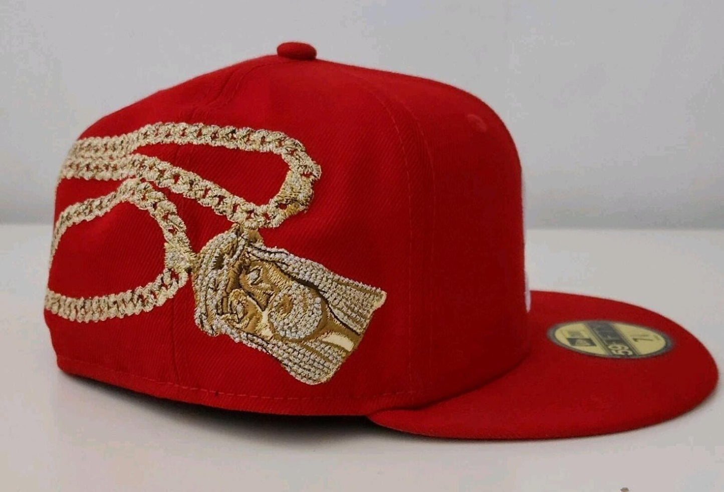 FW23 Supreme Jesus Piece S Logo New Era 59Fifty Hat 7 1/8 Red Grey cap snapback
