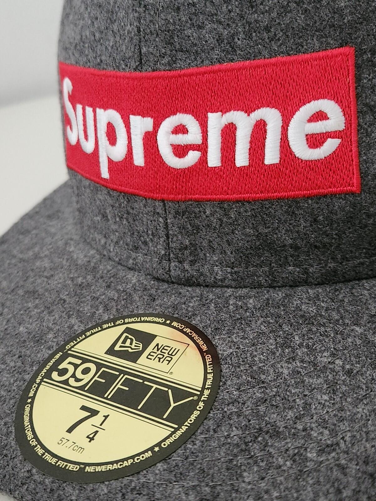 FW11 Supreme Loro Piana Box Logo New Era Grey Wool Cashmere hat 7 1/4 Vintage