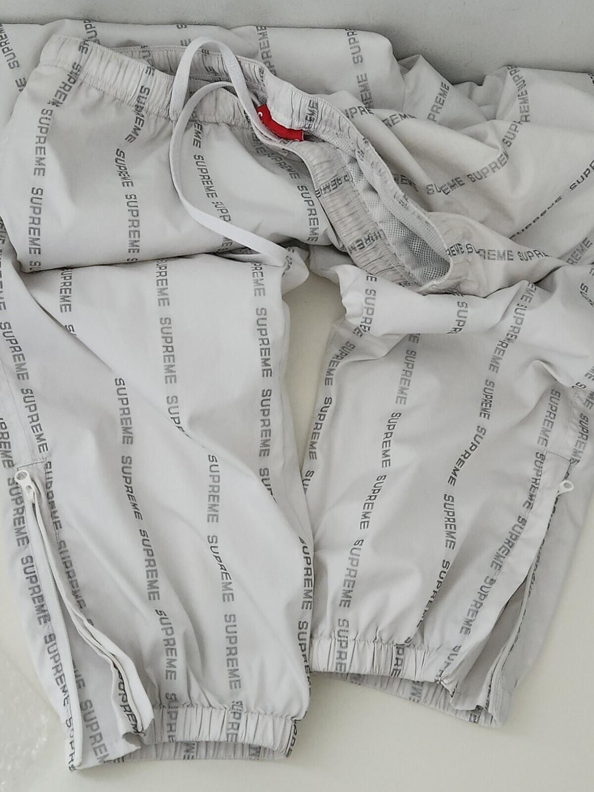 FW18 Supreme Reflective Text Track Pant White Size M