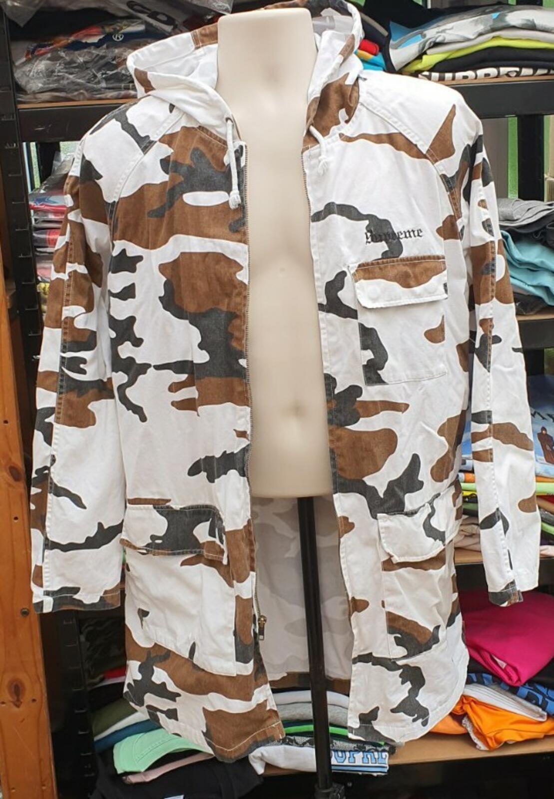 FW16 Supreme Twill Zip Up Parka Jacket White Camo Size M