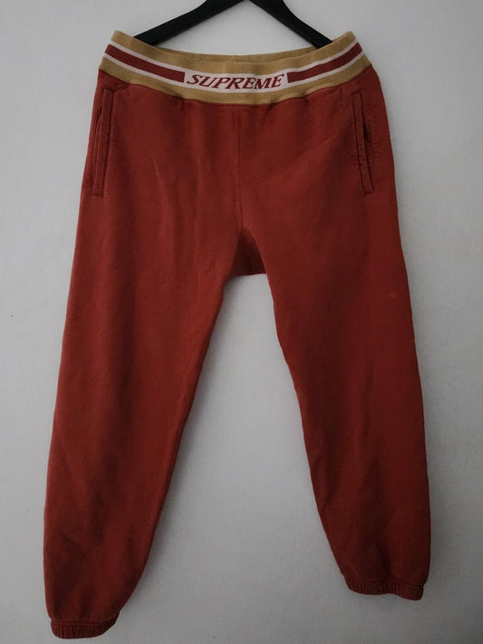 FW18 Supreme Pantalón de chándal a rayas con ribete Rust talla S pequeña Pantalones Rojos