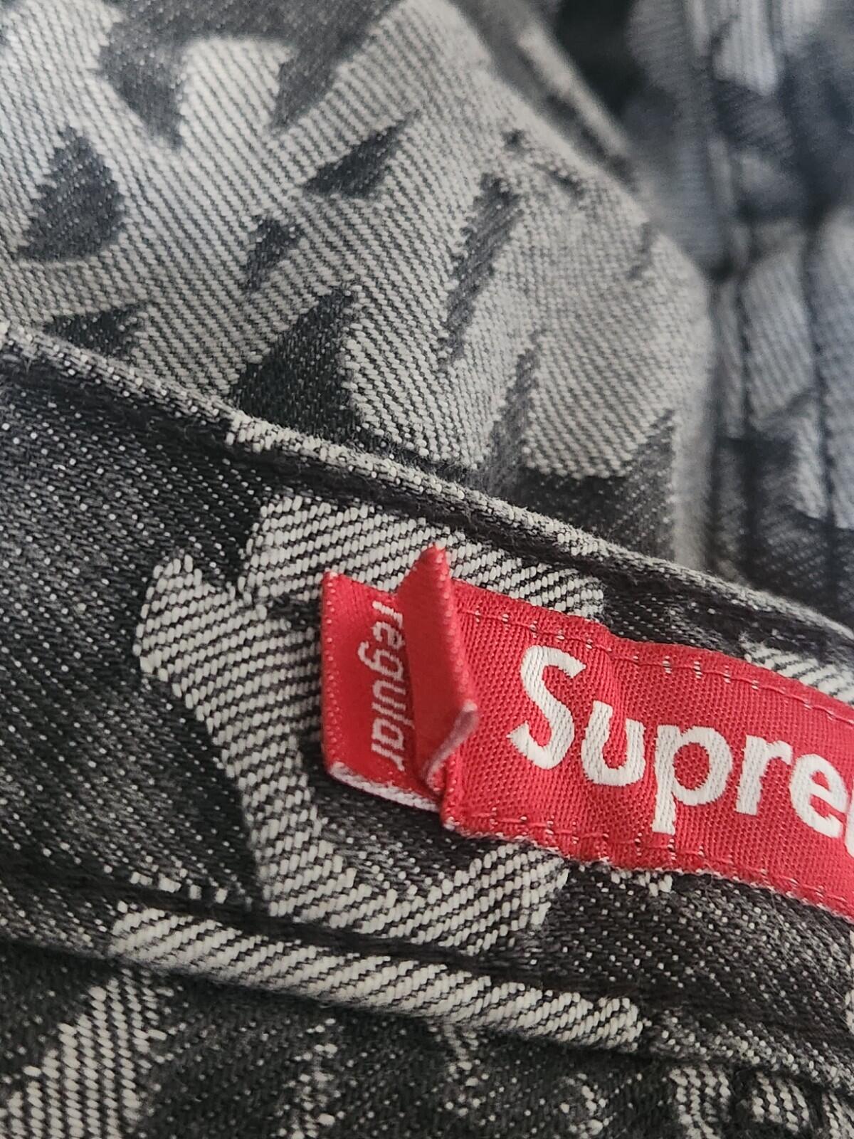 SS22 Supreme Fat Tip Jacquard Regular Jeans Black Size 32 W32 L31.5