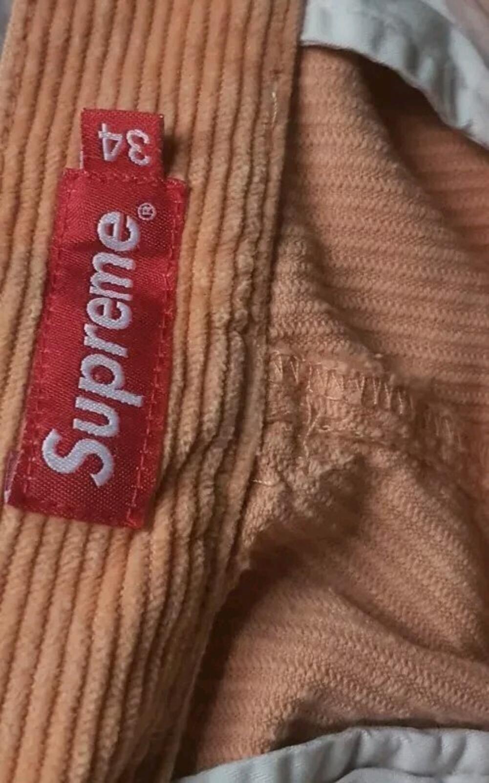 FW17 Supreme Corduroy Work Pant Größe 34 W34 L32 Reißverschluss Hose Peach
