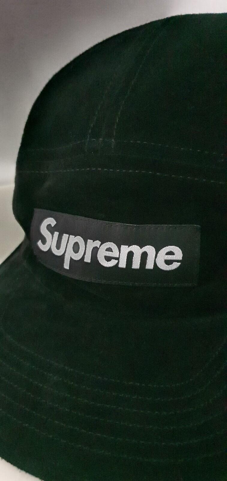SS18 Supreme Suede Camp Cap Black Leather Hat Box Logo
