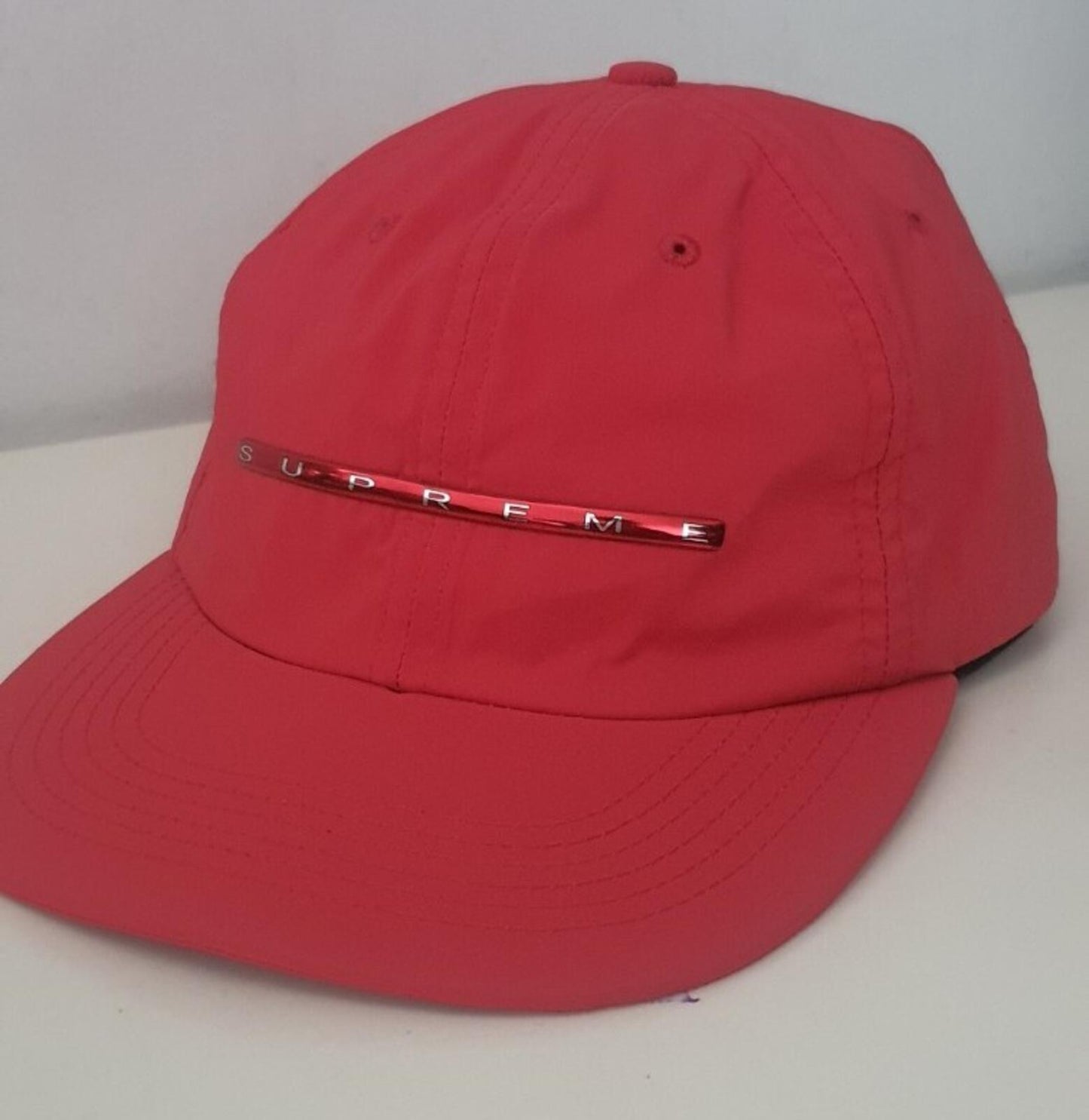 SS17 Supreme Chrome Stripe 6-panel Red cap hat