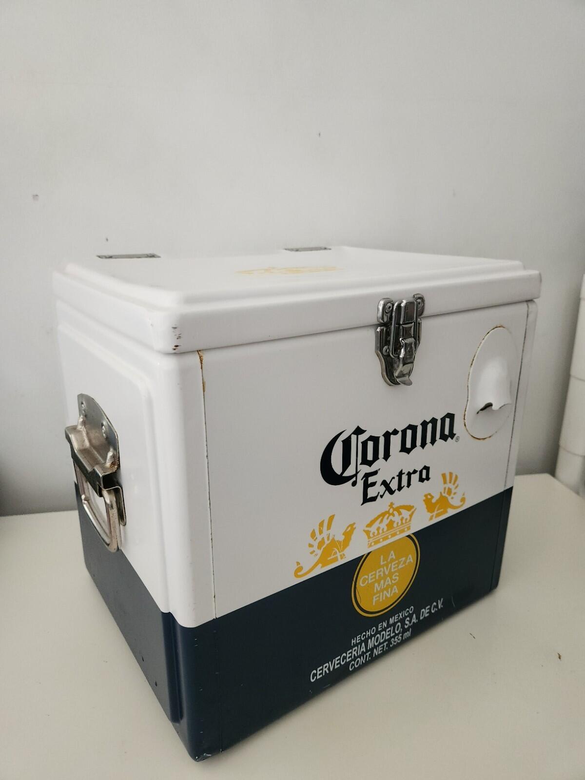Official Corona 12 Beer Capacity Strong Aluminium Retro Cooler Ice Box Accessory
