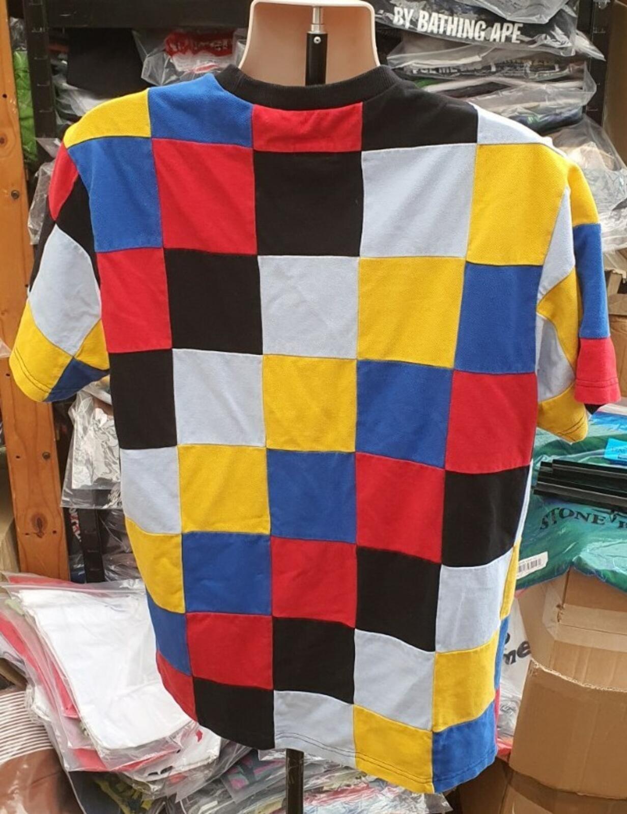 FW18 Supreme Patchwork Pique Tee Red/Yellow/Blue Size M