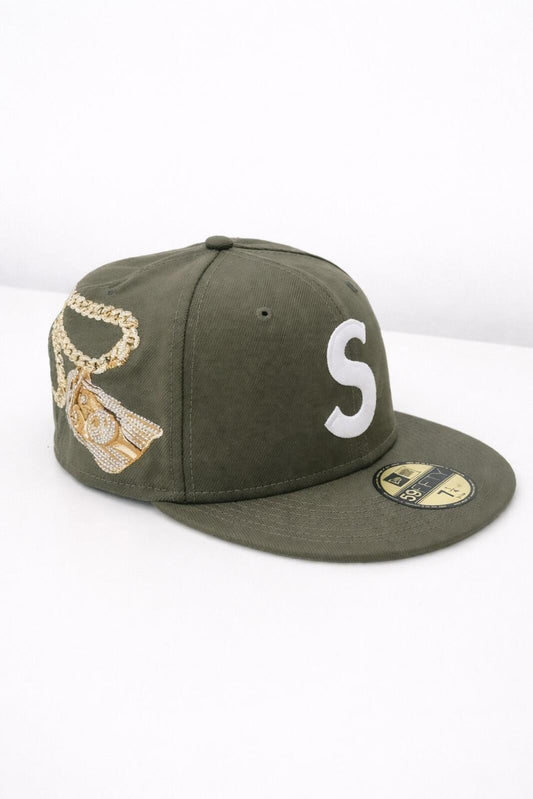 FW23 Supreme Jesus Piece S Logo New Era 59Fifty Hat Olive Size 7 1/4