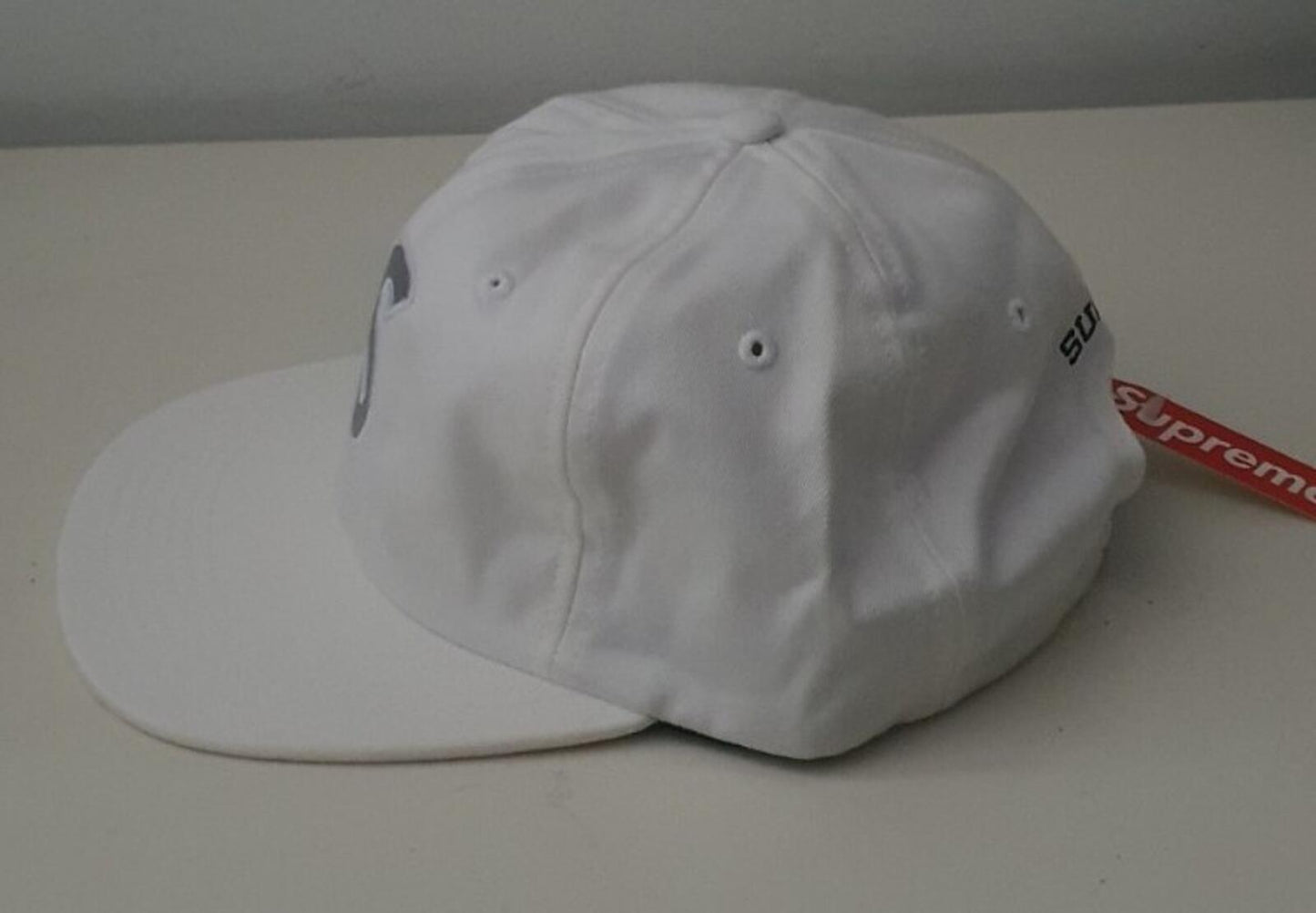 SS16 Supreme S Logo Reflective Logo 6-Panel cap white hat New With Tag
