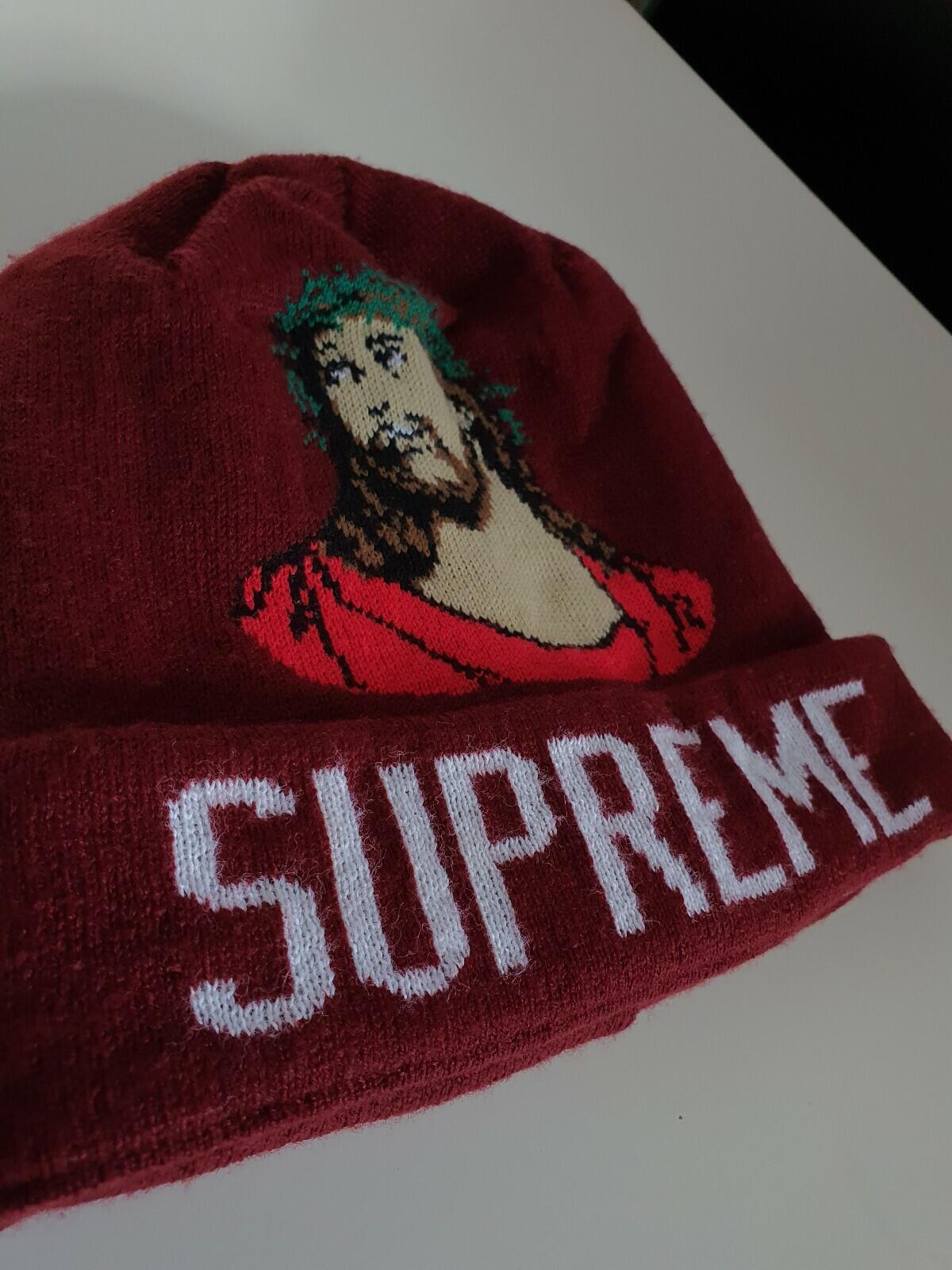 FW13 Supreme Jesus Beanie Burgundy