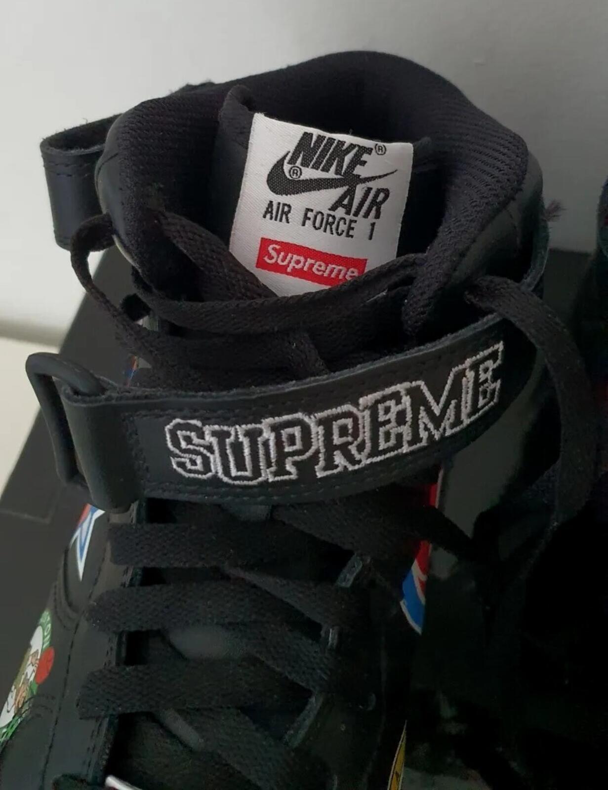 SS18 Supreme Nike Air Force 1 Mid Trainers Schwarz Größe US 8 UK 7 EUR 41 lot NBA