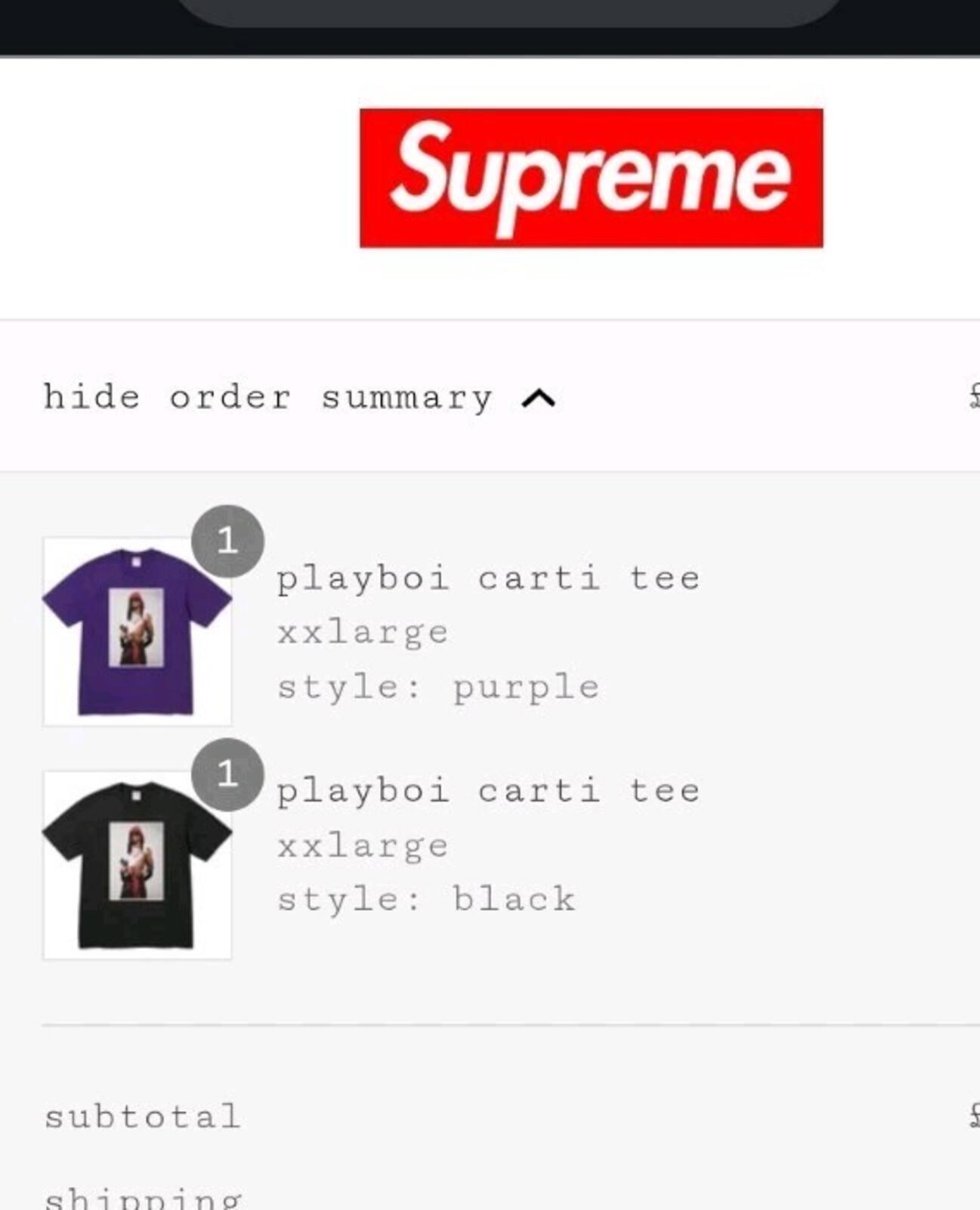FW25 Supreme Playboy Carti Photo Tee Black Size XXL