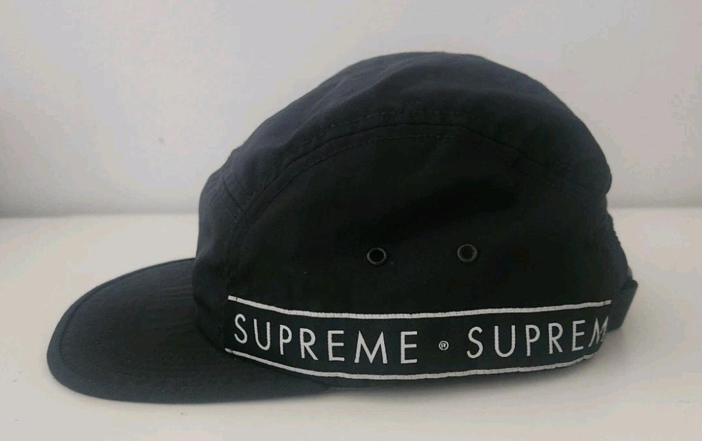 SS15 Supreme Side Tape Camp Cap Black