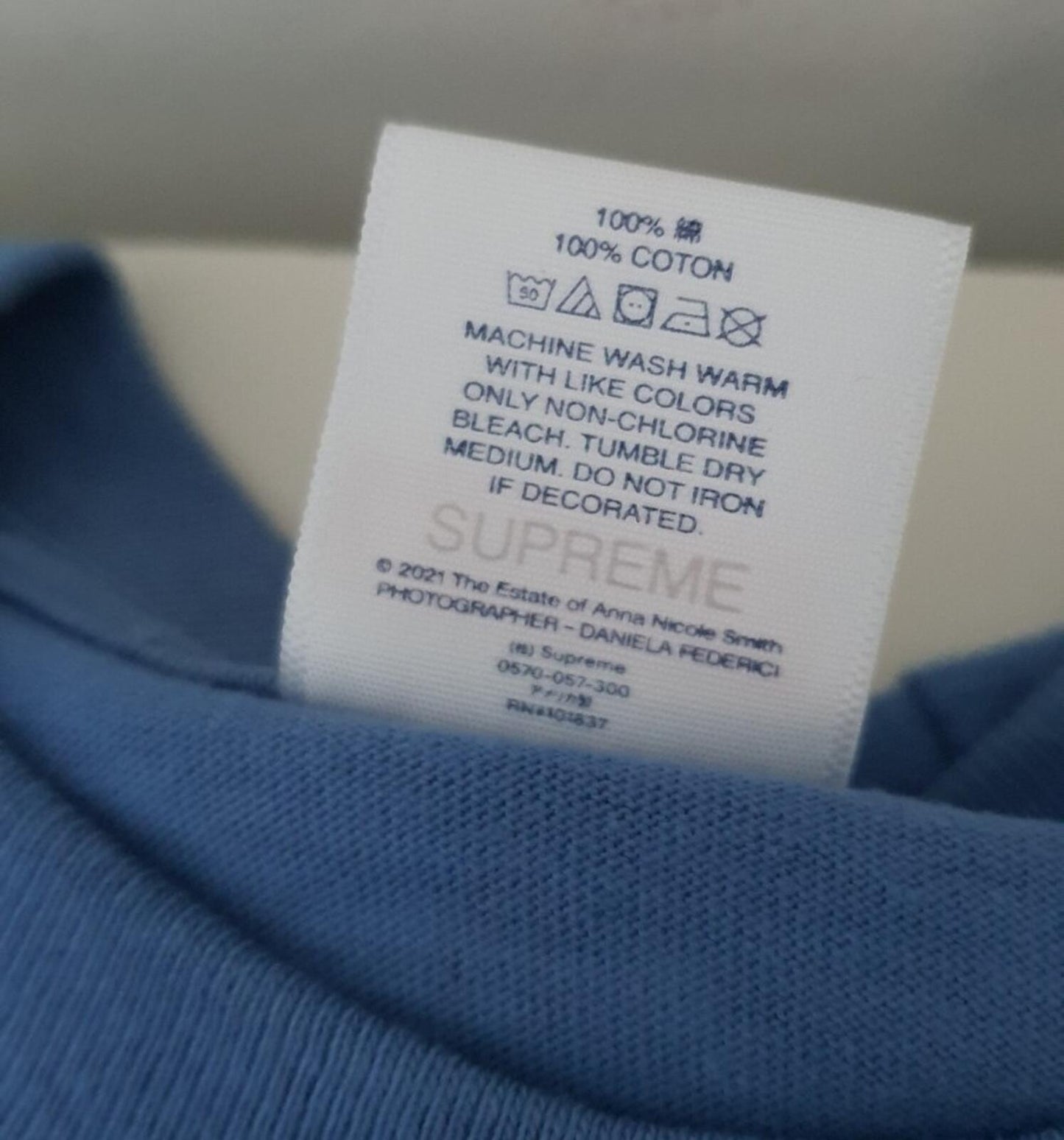 SS21 Supreme Anna Nicole Smith Tee Dusty Light Royal Size M