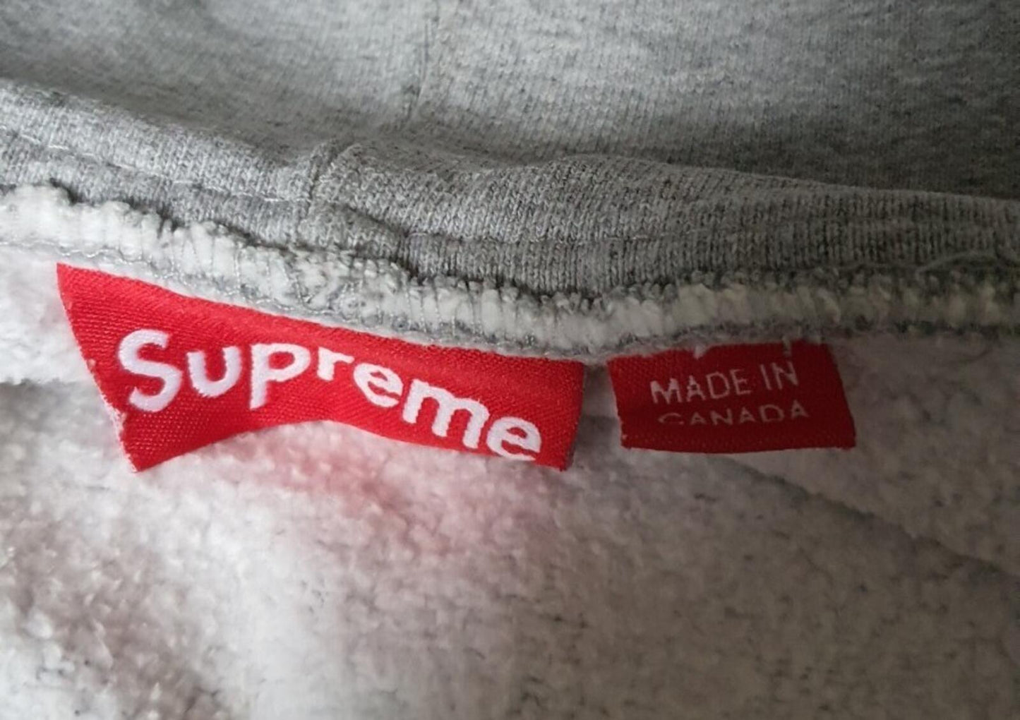 FW16 Supreme Rib Logo Zip Up Up Hooded Sweatshirt Heather Grey Size M