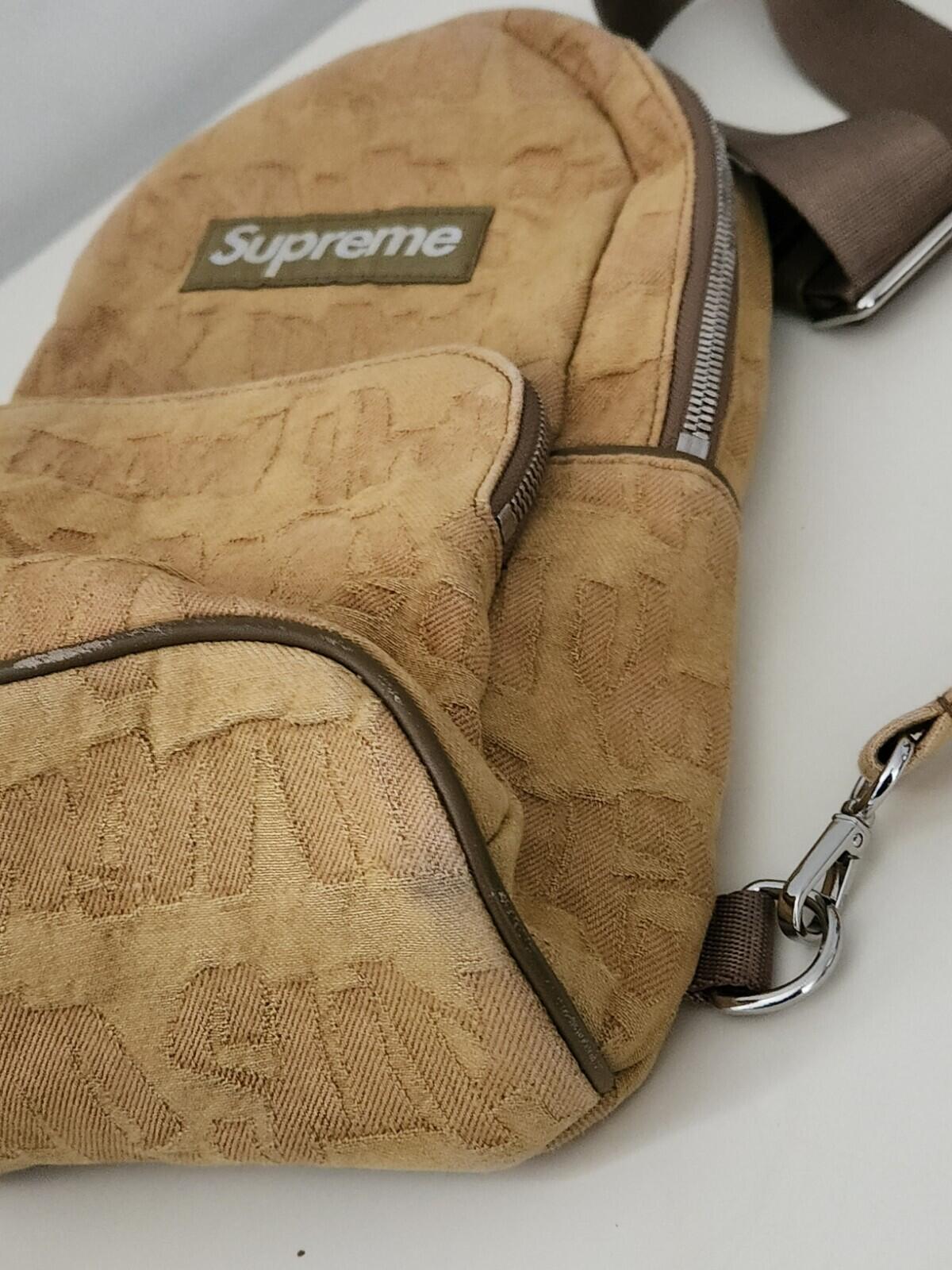 SS22 Supreme Fat Tip Jacquard Denim sling bag Olive 5L