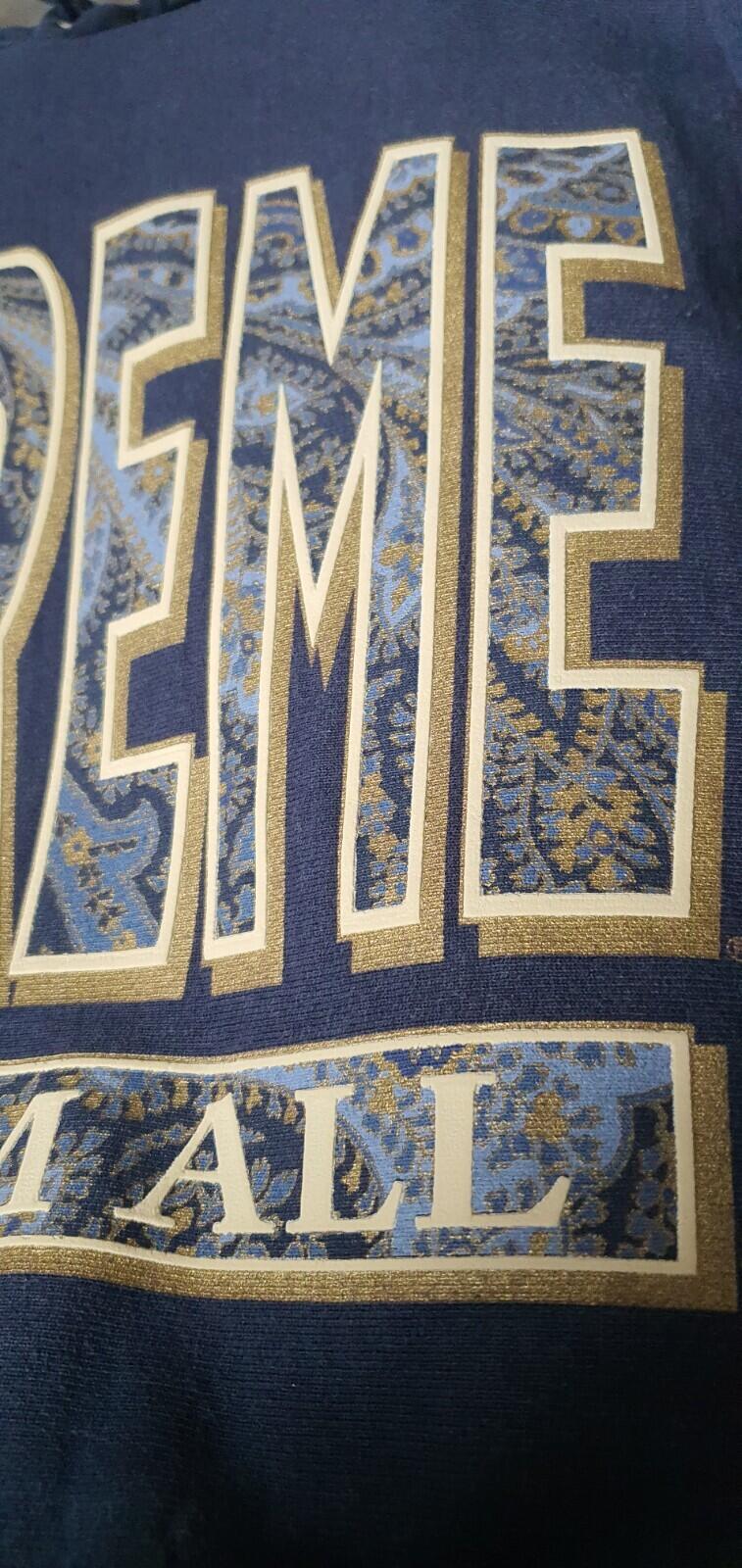 Sudadera con capucha FW17 Supreme FUC K EM ALL talla M mediana azul marino