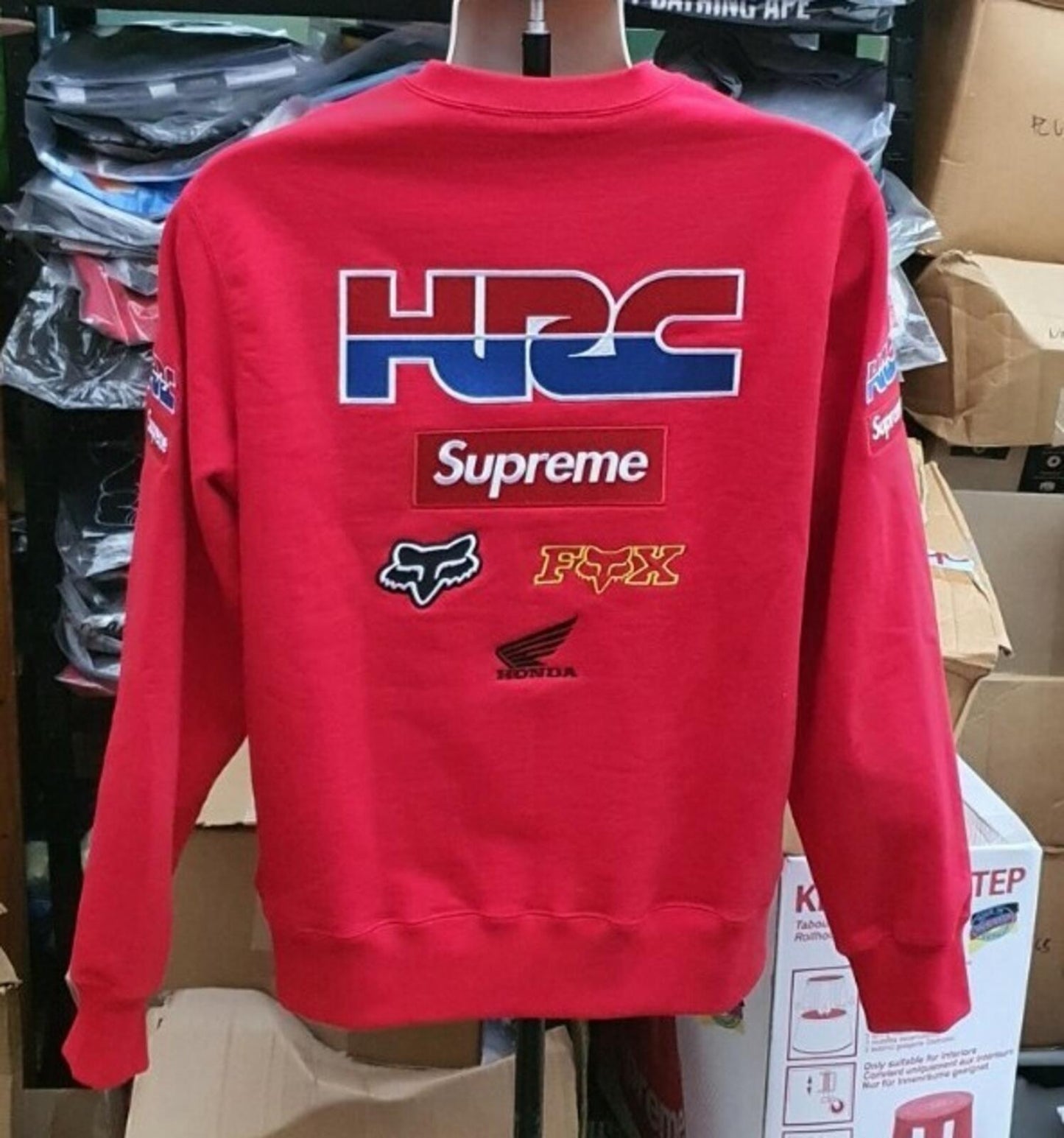 FW19 Supreme x Fox Racing Sudadera Roja Talla M