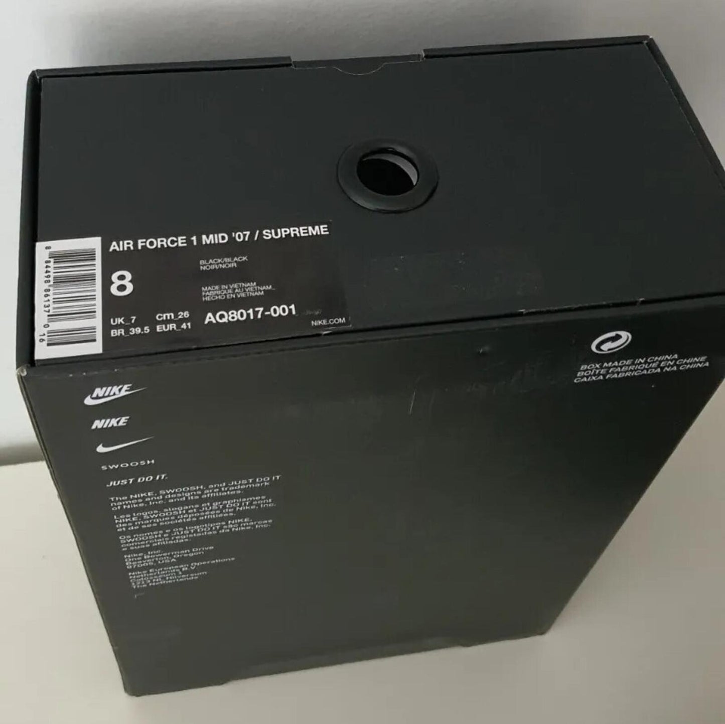 SS18 Supreme Nike Air Force 1 Mid Trainers Schwarz Größe US 8 UK 7 EUR 41 lot NBA