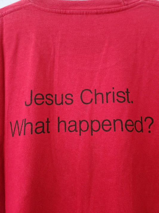 SS15 Supreme KIDS 40OZ red Tee L large T-shirt Jesus Christ what happened? Rare