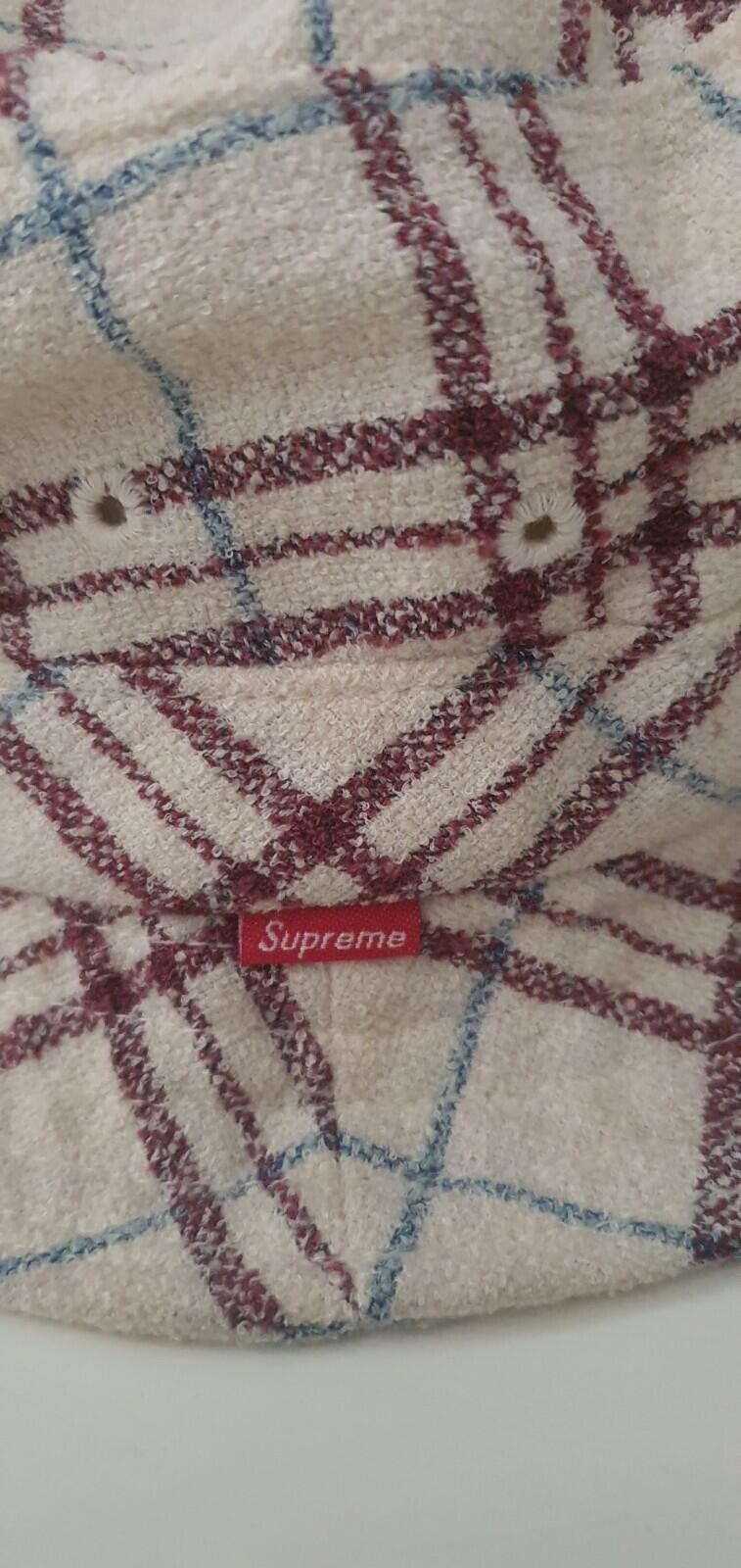 SS14 Supreme Loro Piana French Terry crusher S/M White Plaid Rare bucket hat New