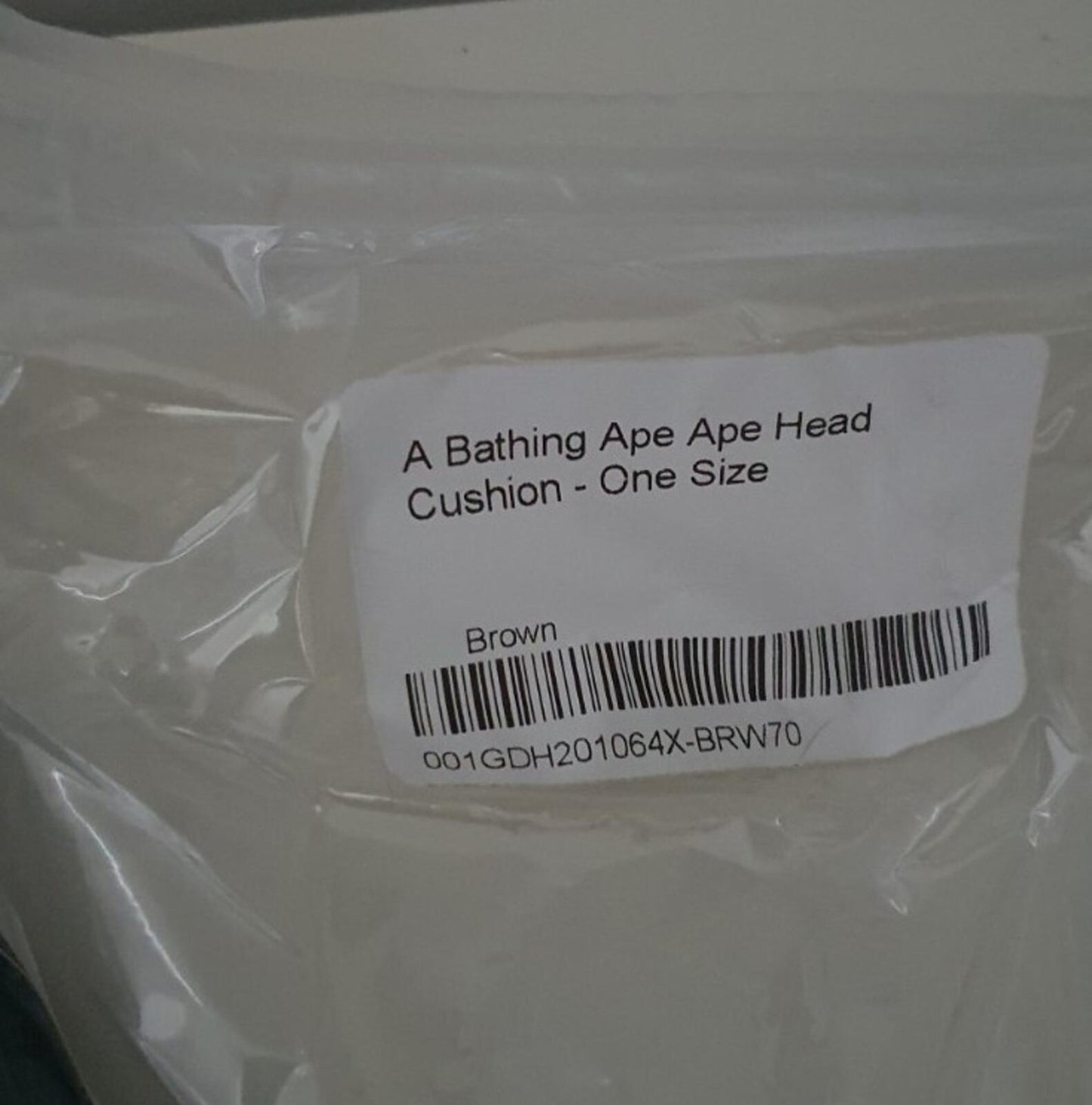 A BATHING APE ape head cushion Pillow brown 46 cm x 36 cm cotton BAPE Accessory