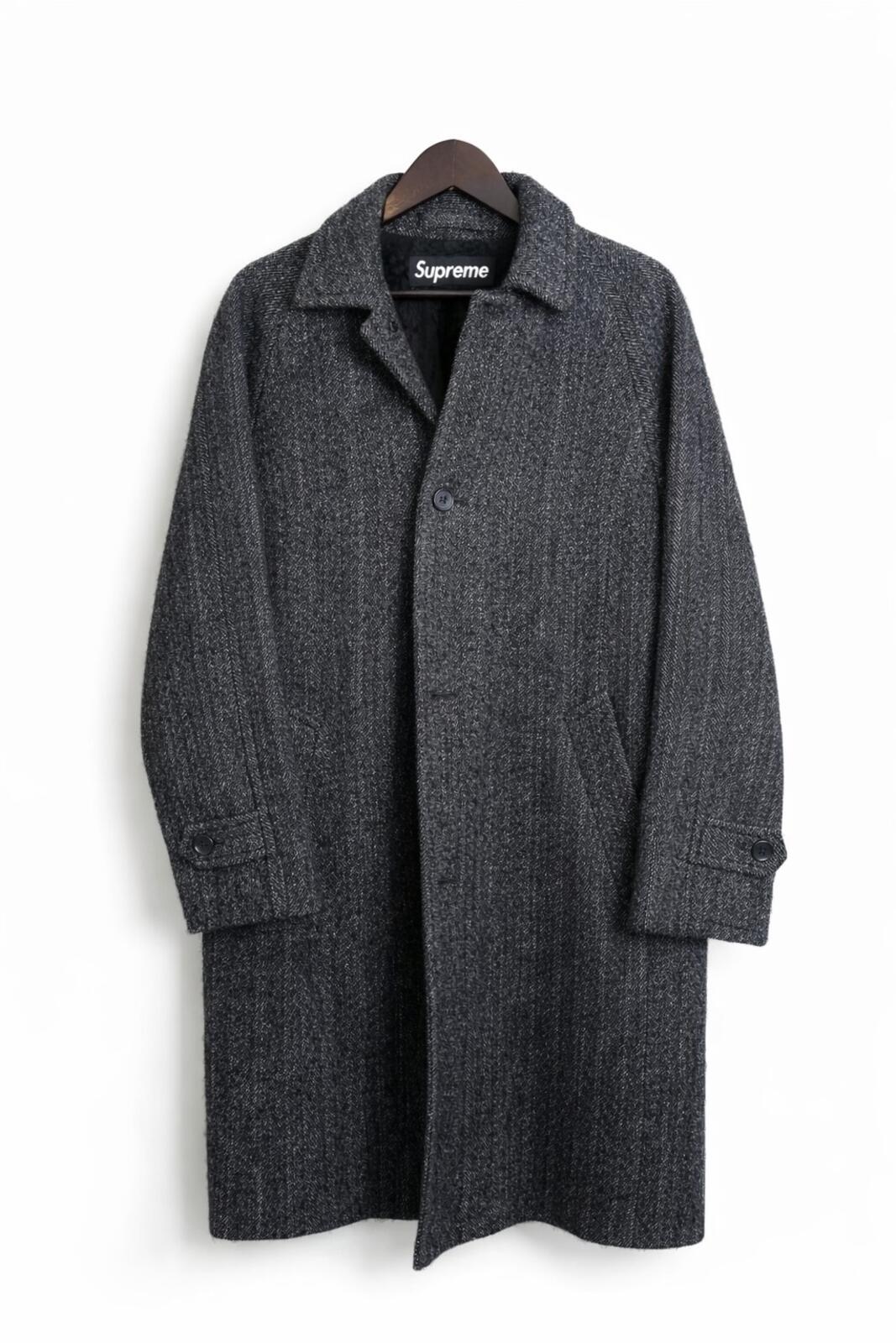 FW18 Supreme Wool Trench Coat Suri Alpaca Loro Piana RRP $648 Herringbone Size S