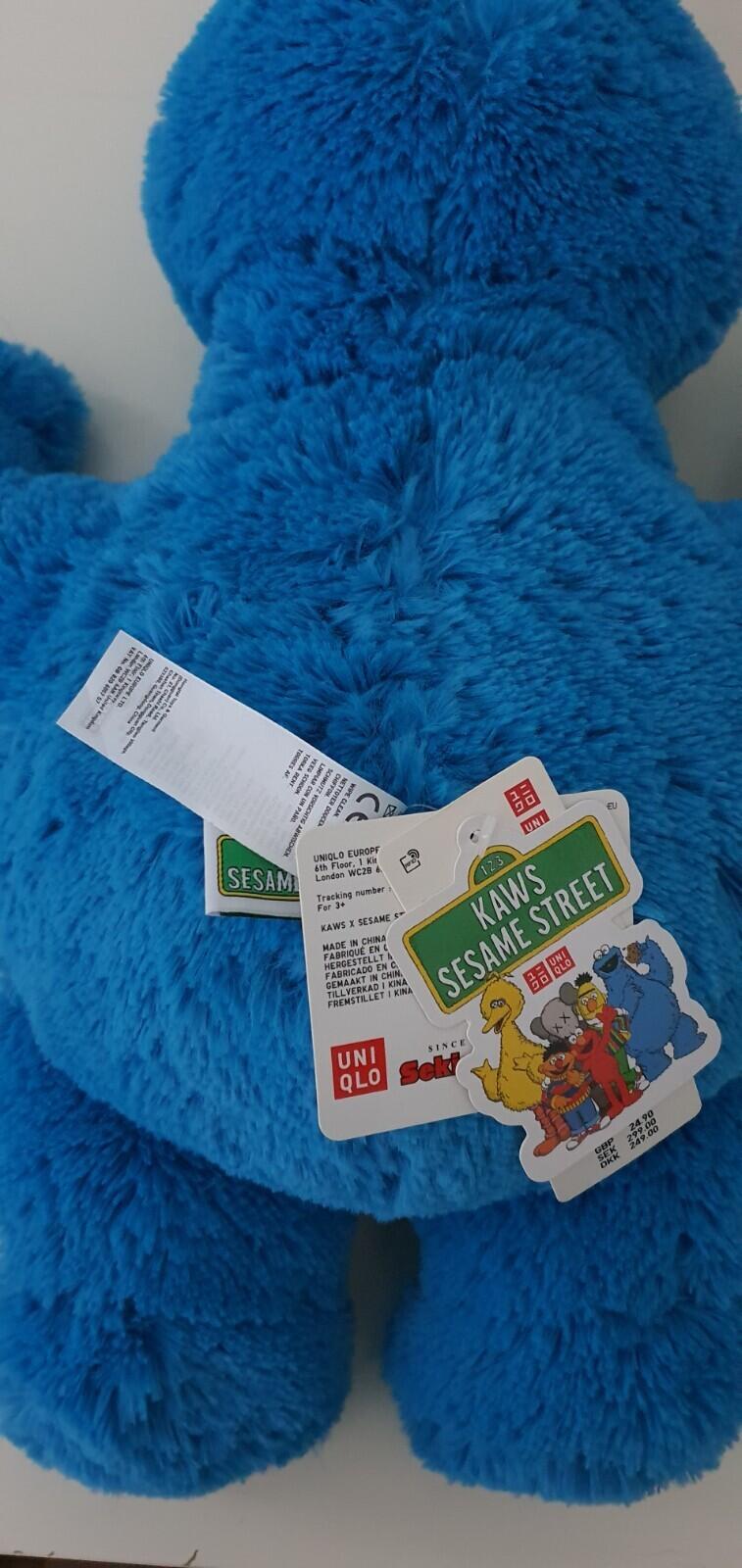 KAWS x Sesame Street UNIQLO Cookie Monster Plush Toy blue New Accessory