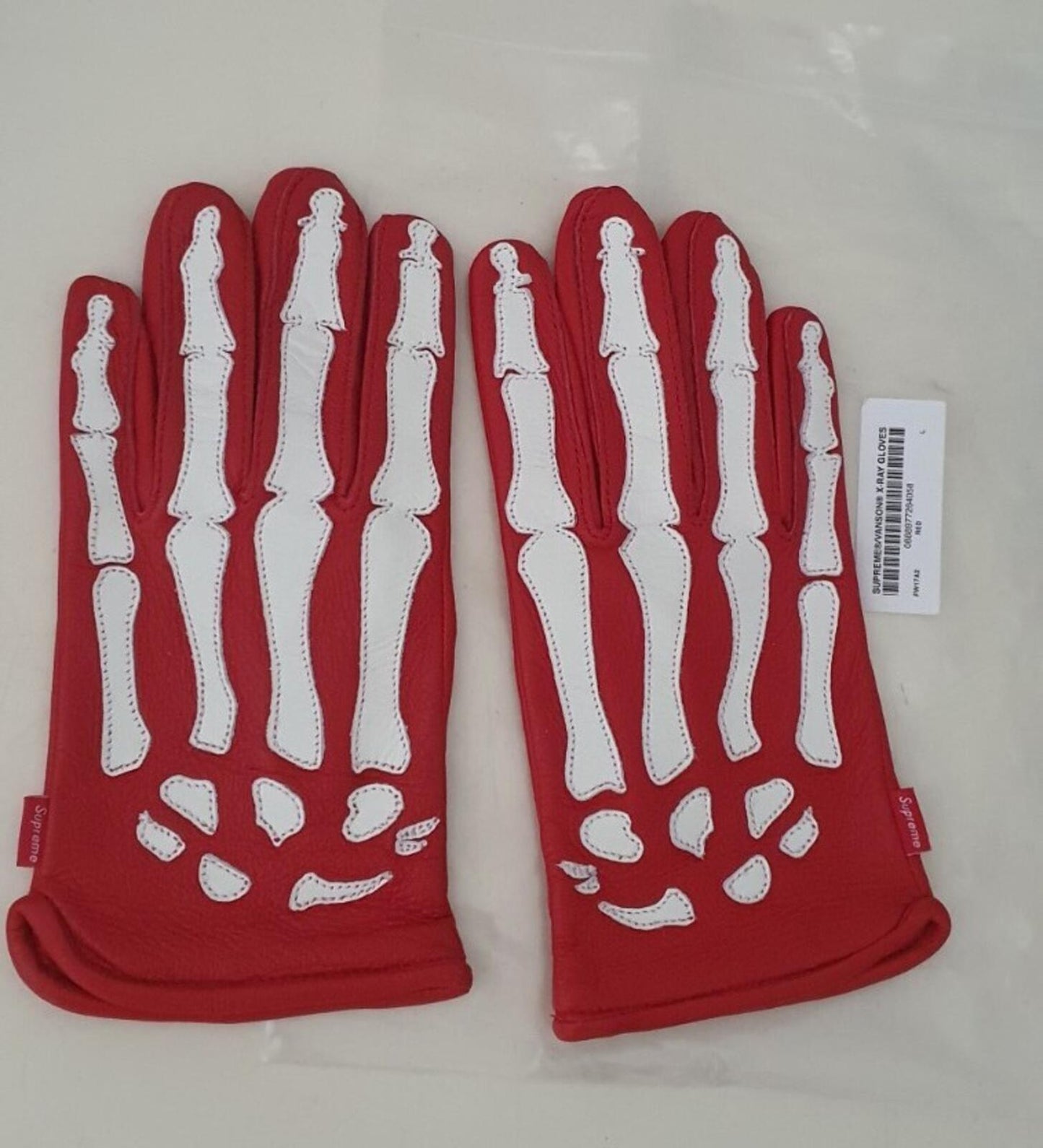 FW17 Supreme x Vanson Leather X-Ray gloves red size L large New