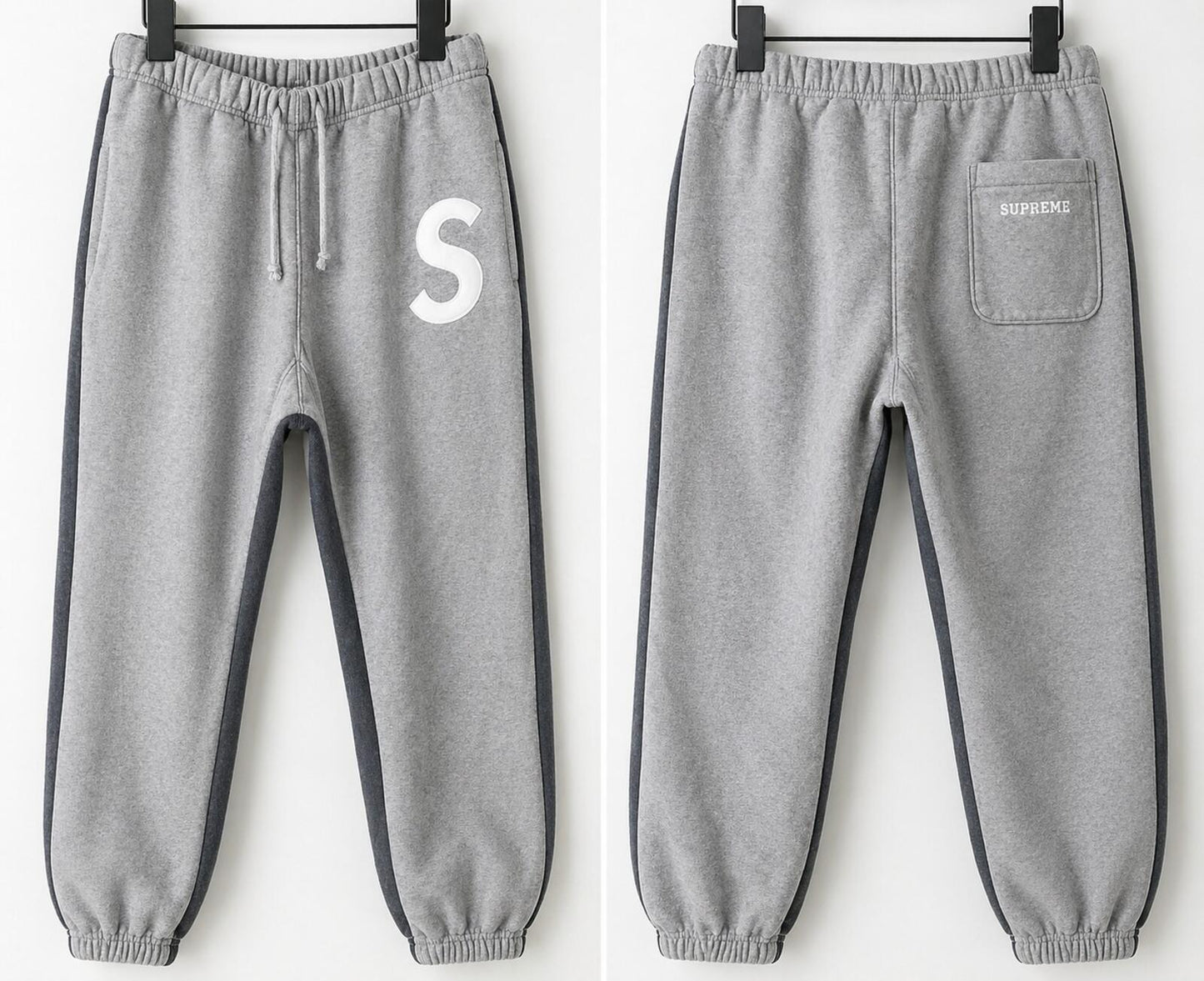 FW21 Supreme S Logo Split Sweatpant Gris Jaspeado Talla M