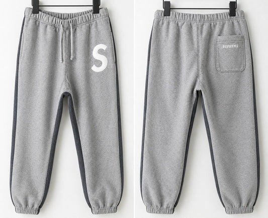FW21 Supreme S Logo Split Sweatpant Gris Jaspeado Talla M