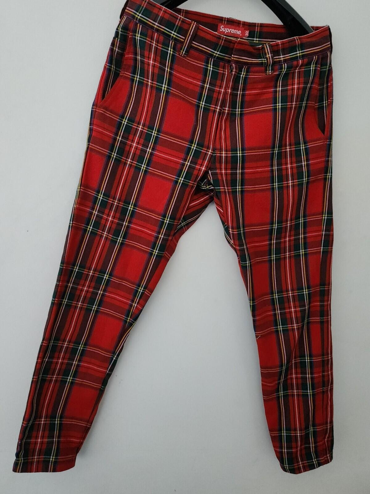 FW17 Supreme work pant Slim 32 Red Stewart Tartan Plaid trousers pants W32 L28