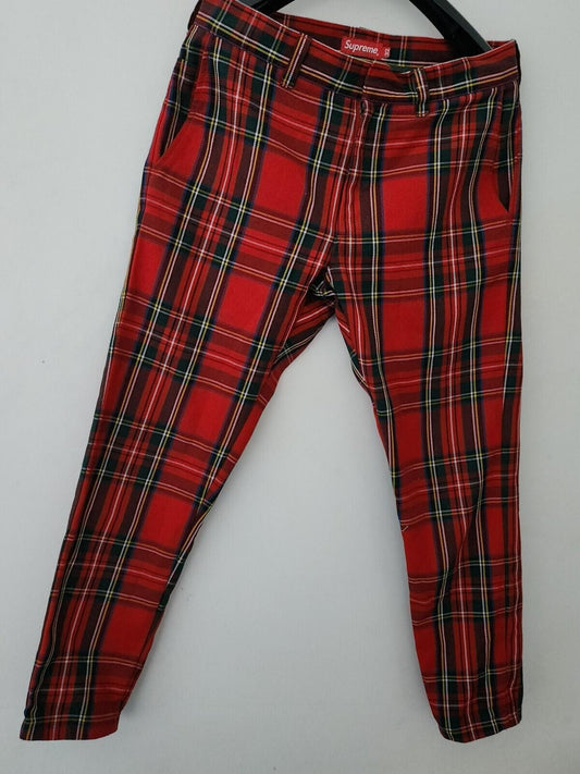 FW17 Supreme work pant Slim 32 Red Stewart Tartan Plaid trousers pants W32 L28