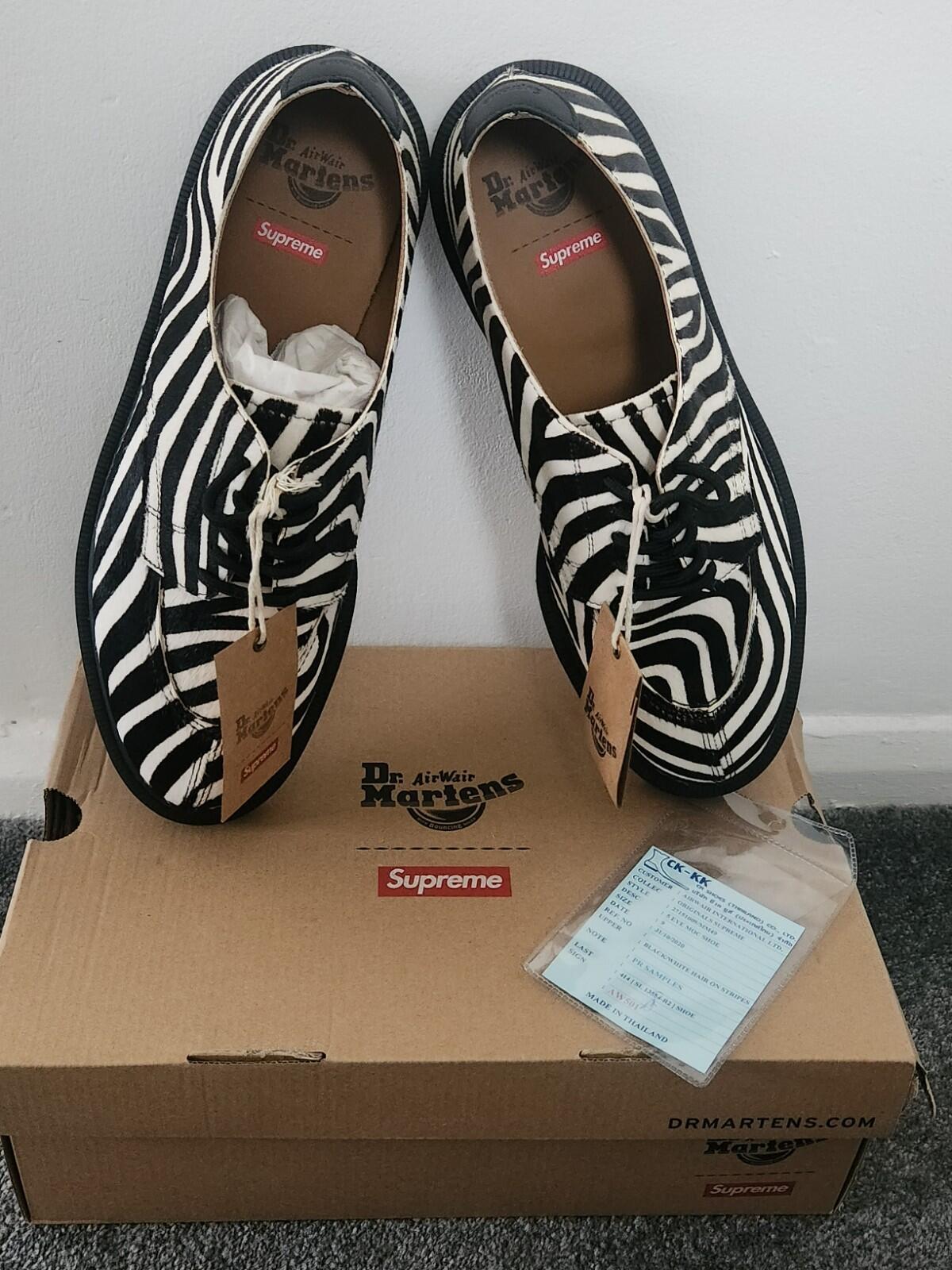 SS21 Supreme Dr. Martens Split Toe 5 Eye Zebra PR SAMPLES UK 9 US 10 EUR 43 New