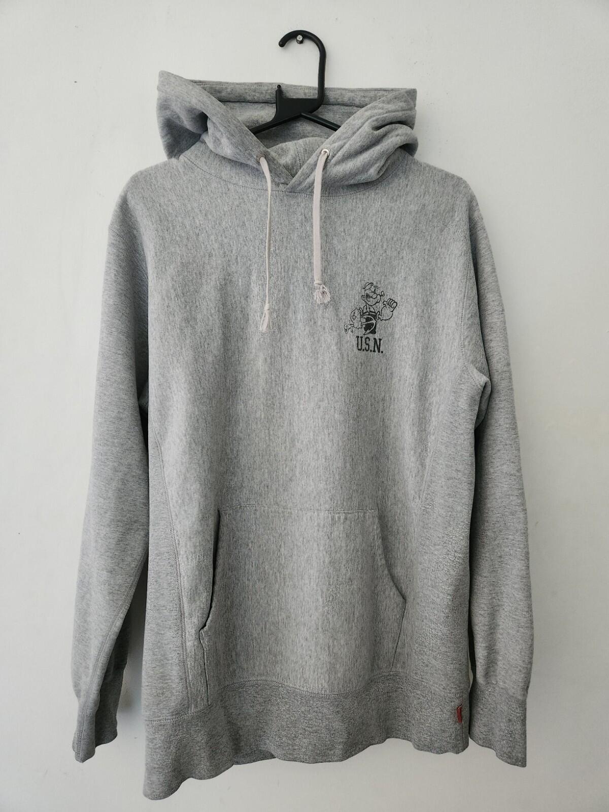 FW10 Supreme Popeye Hooded Sweatshirt L Large hoodie Heather Grey Vintage 2010