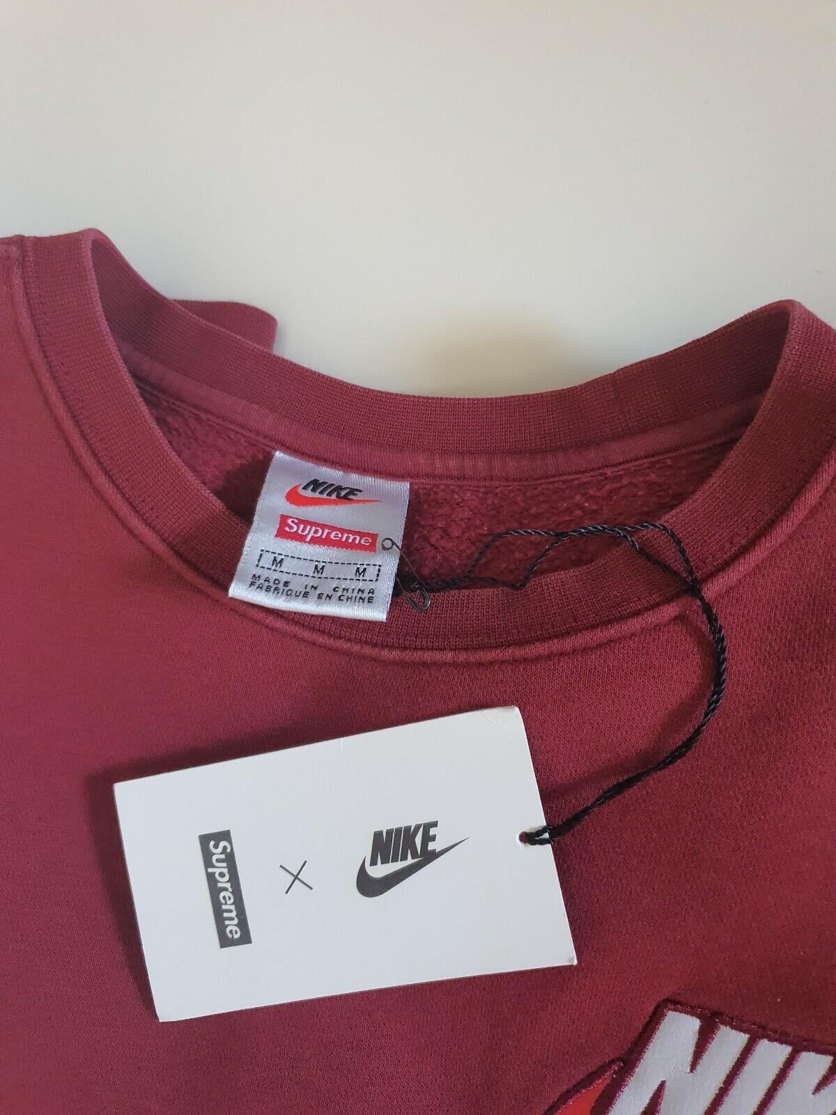 FW18 Supreme x Nike Crewneck Burgundy Size M Sweatshirt