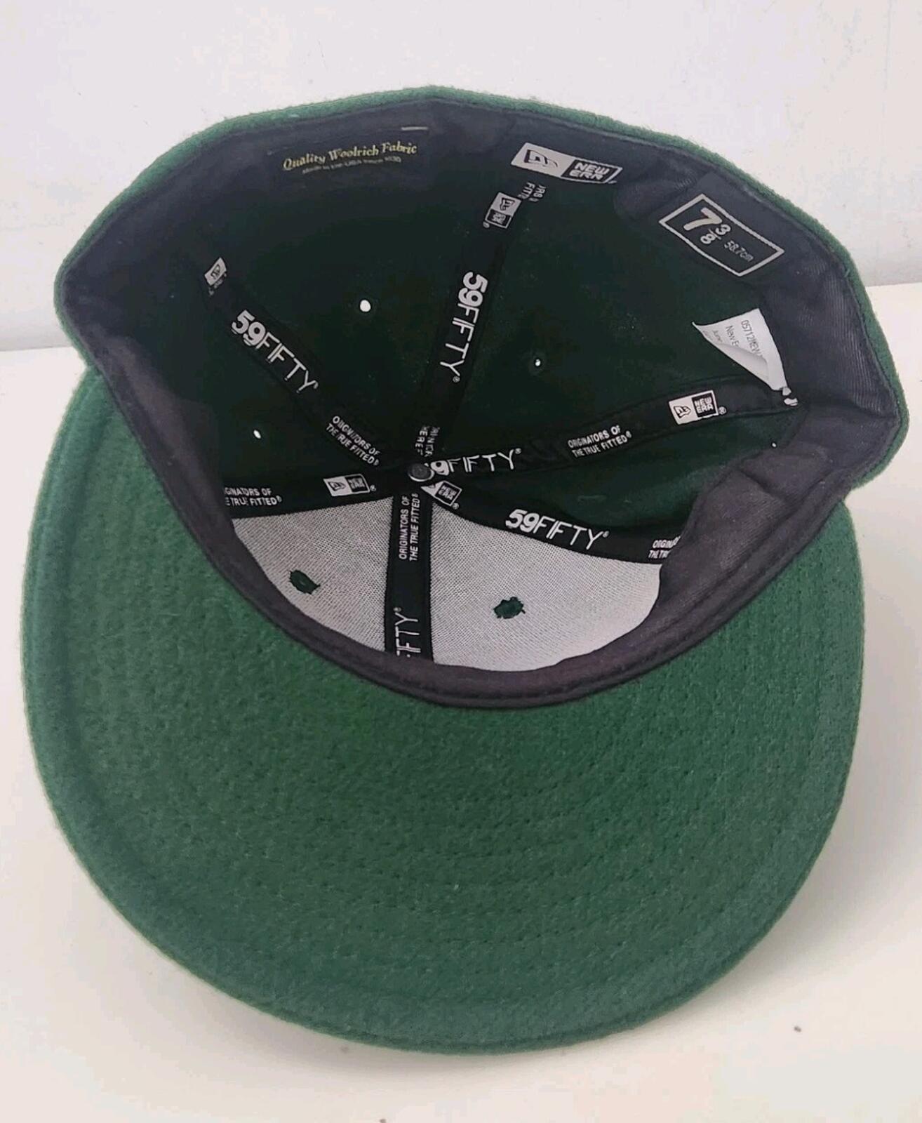 FW10 Supreme Woolrich Box Logo New Era green hat wool cap 7 3/8 Vintage 2010