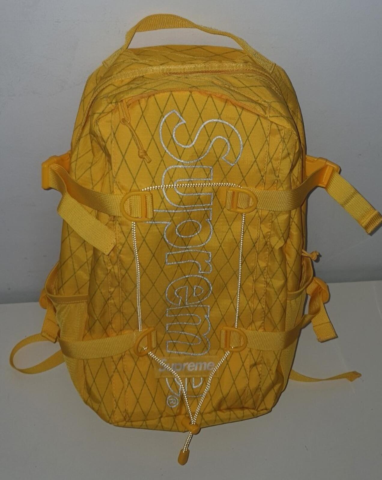 FW18 Supreme yellow backpack water and abrasion resistant box logo Bag Rucksack