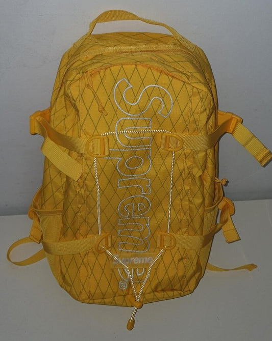 Mochila amarilla Supreme FW18, resistente al agua y la abrasión, con logo de caja (box logo)