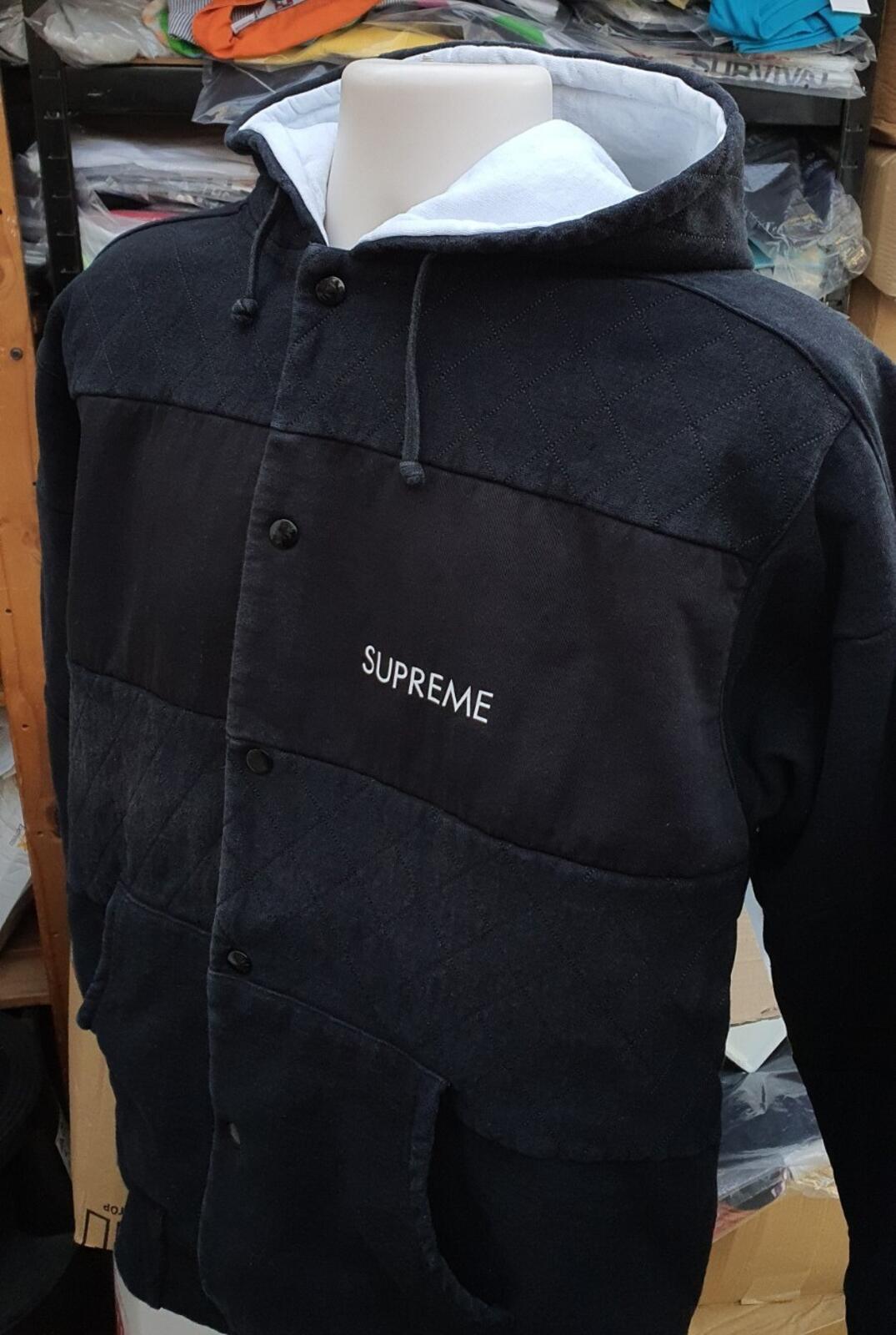 Supreme Vintage Hooded Jacket Heavyweight Paneled Sweatshirt Black Size XL