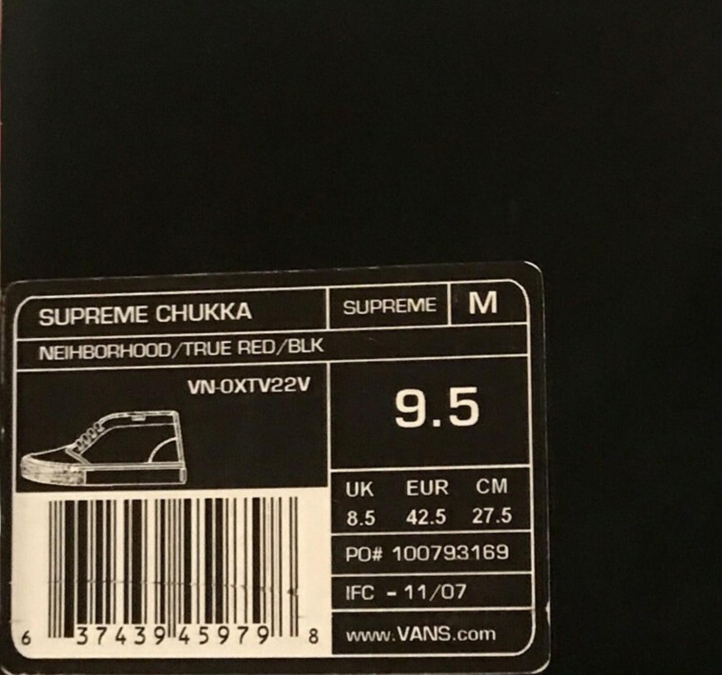 FW07 Supreme x Vans x Neighborhood Chukka Trainers Size UK 8.5 EU 42.5 US 9.5