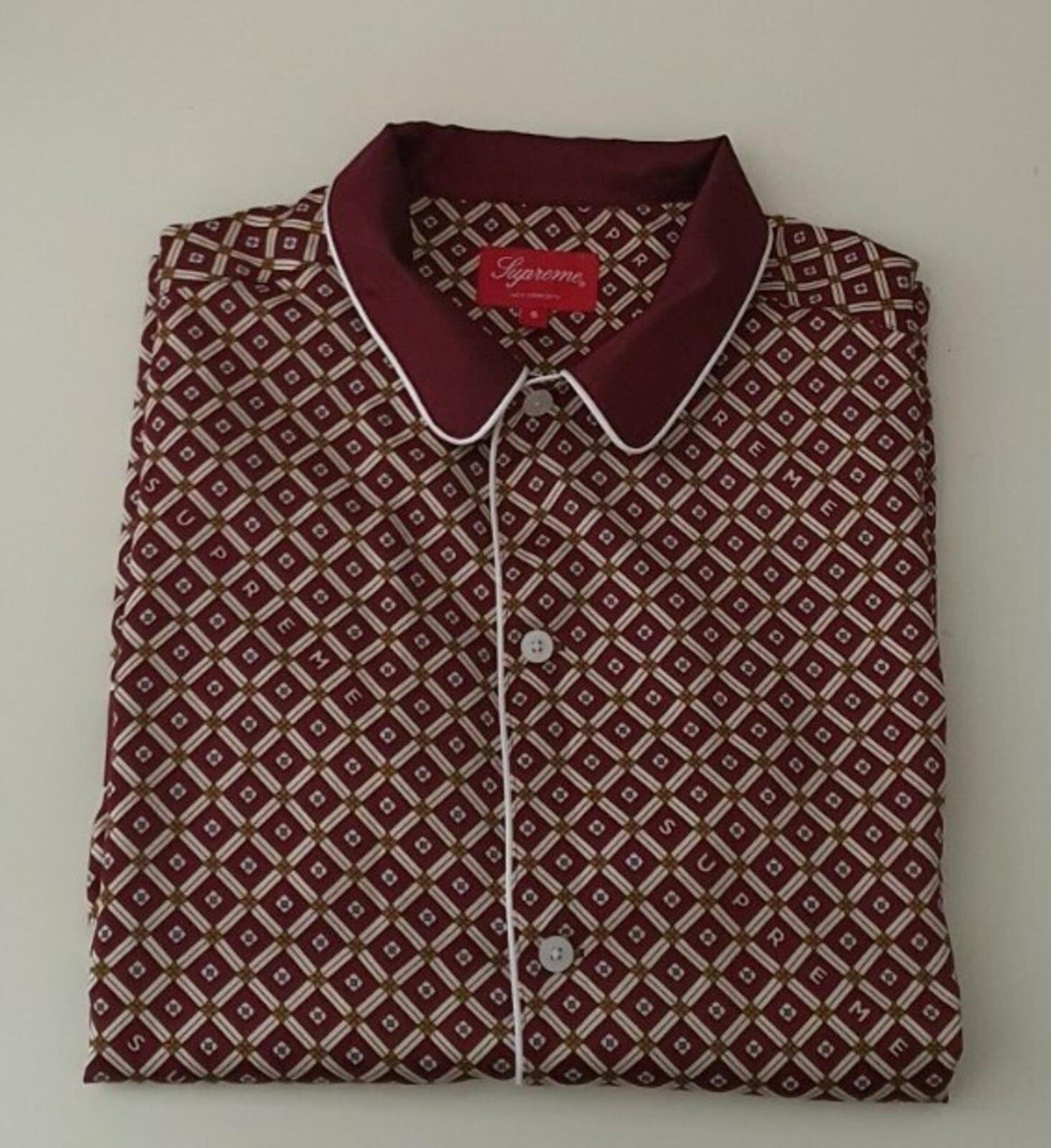 SS20 Supreme Satin Pajama Top Pyjama Burgundy Size S
