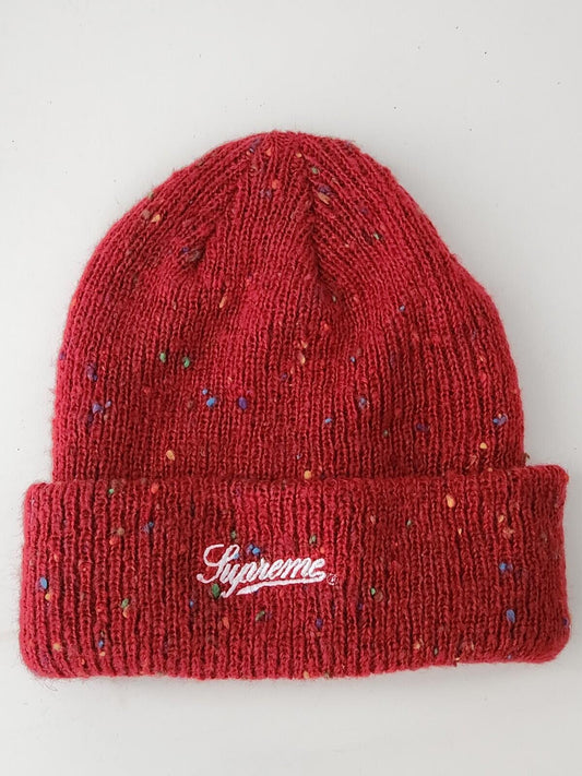 FW18 Supreme Gorro jaspeado de color rojo oscuro Usado 1 vez