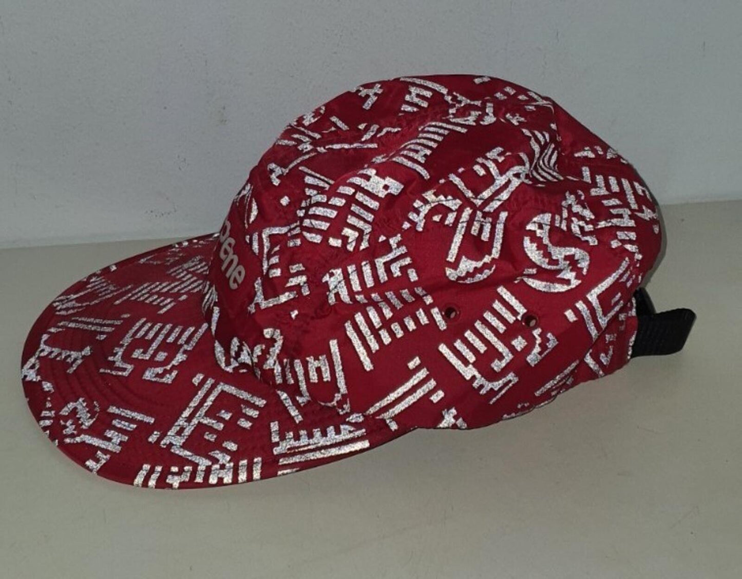 SS15 Supreme Reflective Soft Bill camp cap box logo red hat