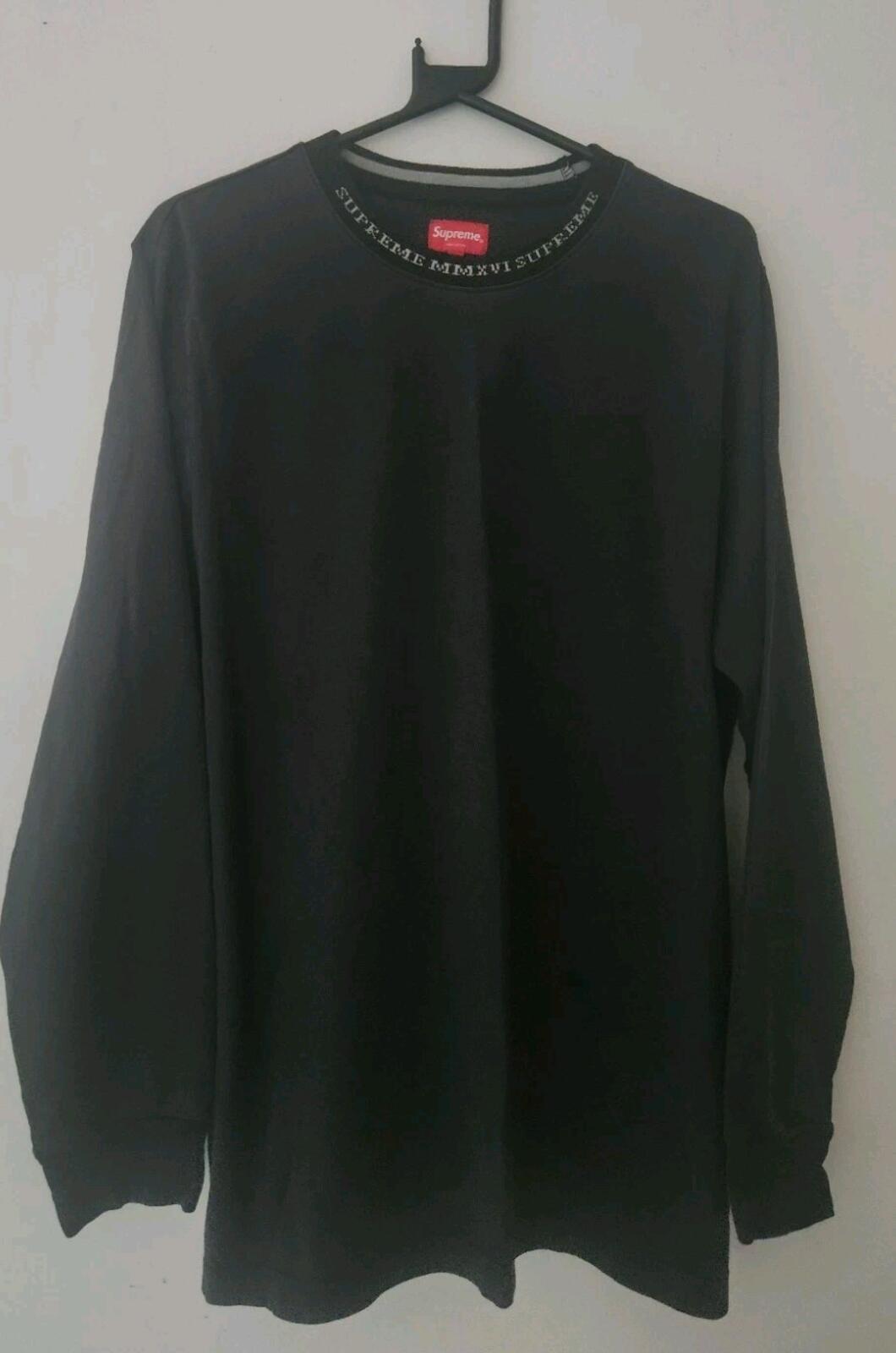 FW16 Supreme Rib Logo Athletic Top Blac Tee Size L