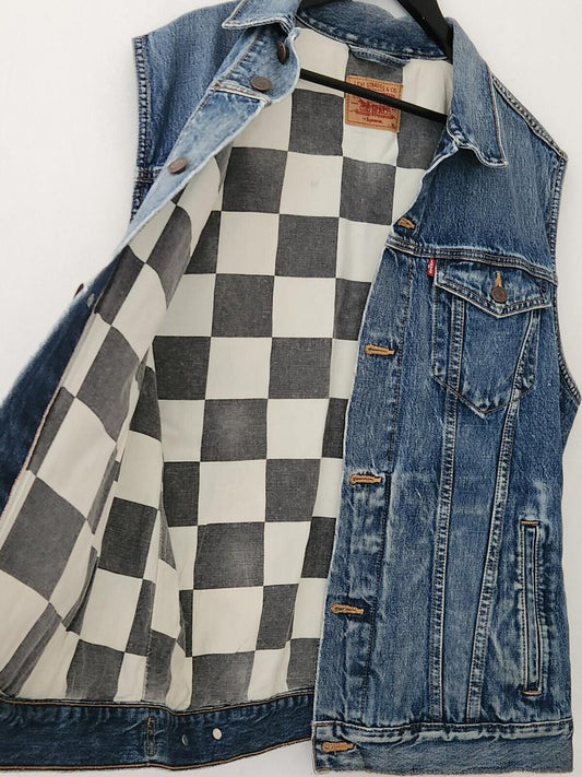 FW14 Supreme x Levis Denim Weste Größe XL Karomuster Levi's Blau Selten