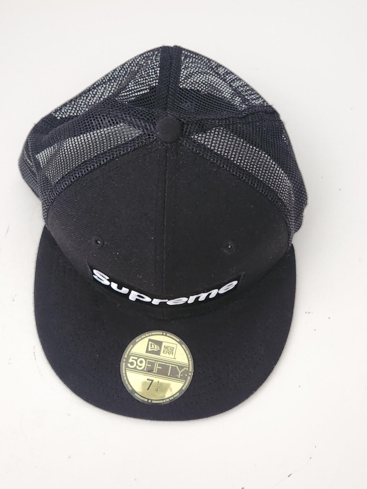 SS23 Supreme Box Logo Mesh Back New Era Hat size 7 1/4 black cap snapback