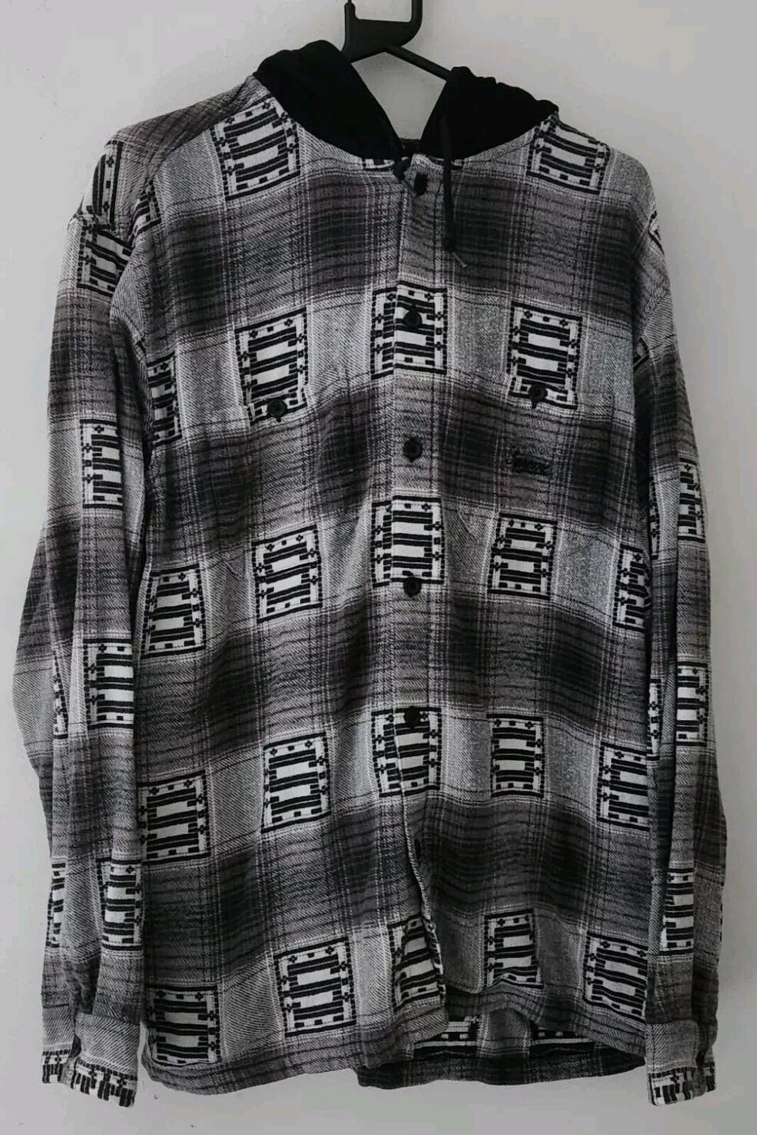 FW20 Supreme Hooded Shadow Plaid Hemd Schwarz Größe L
