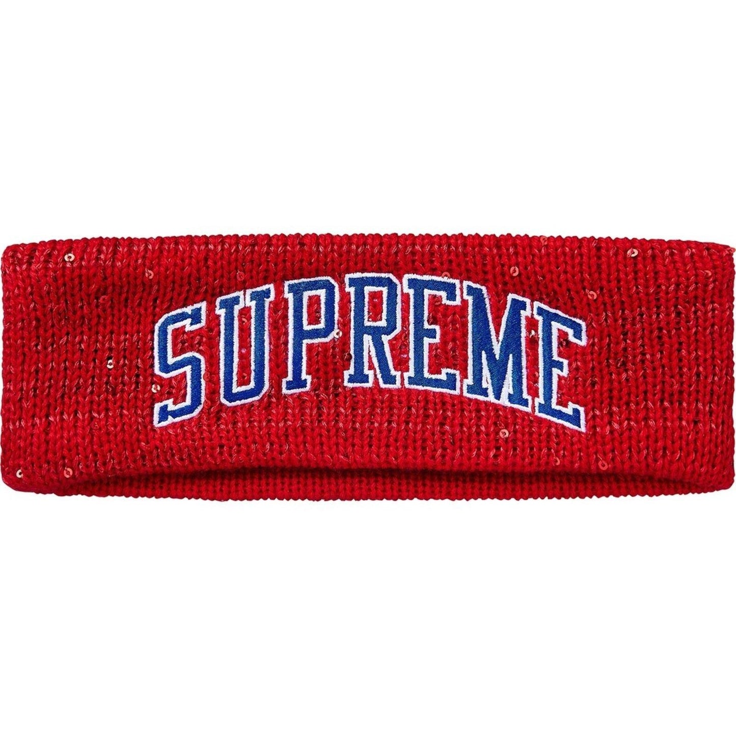 FW18 Supreme New Era Sequin Arc Logo Headband Red
